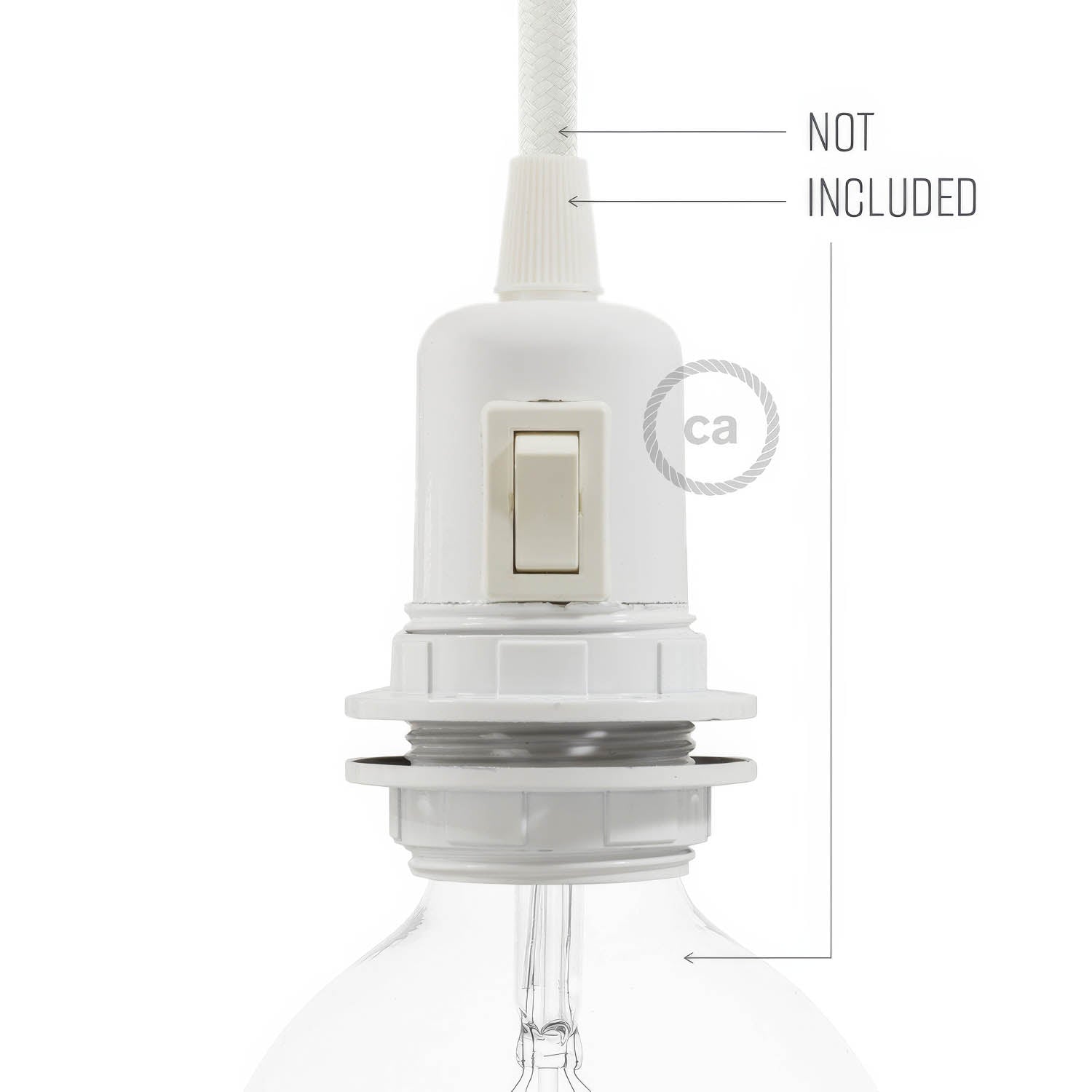Double Ferrule Bakelite Phenolic E26 light bulb socket - ON/OFF SWITCH - White