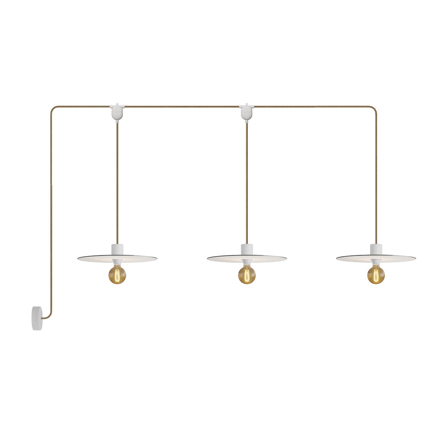 E-Snake EIVA Outdoor lamp for wet locations with 3 lights with canopy and lampshades - White