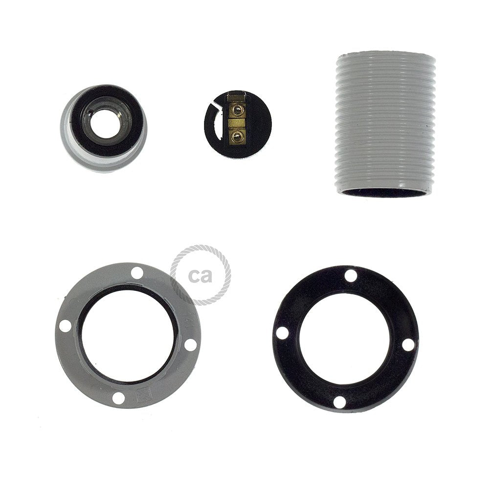 E12 UL Painted Double Ferrule Phenolic Bakelite Light Socket - White