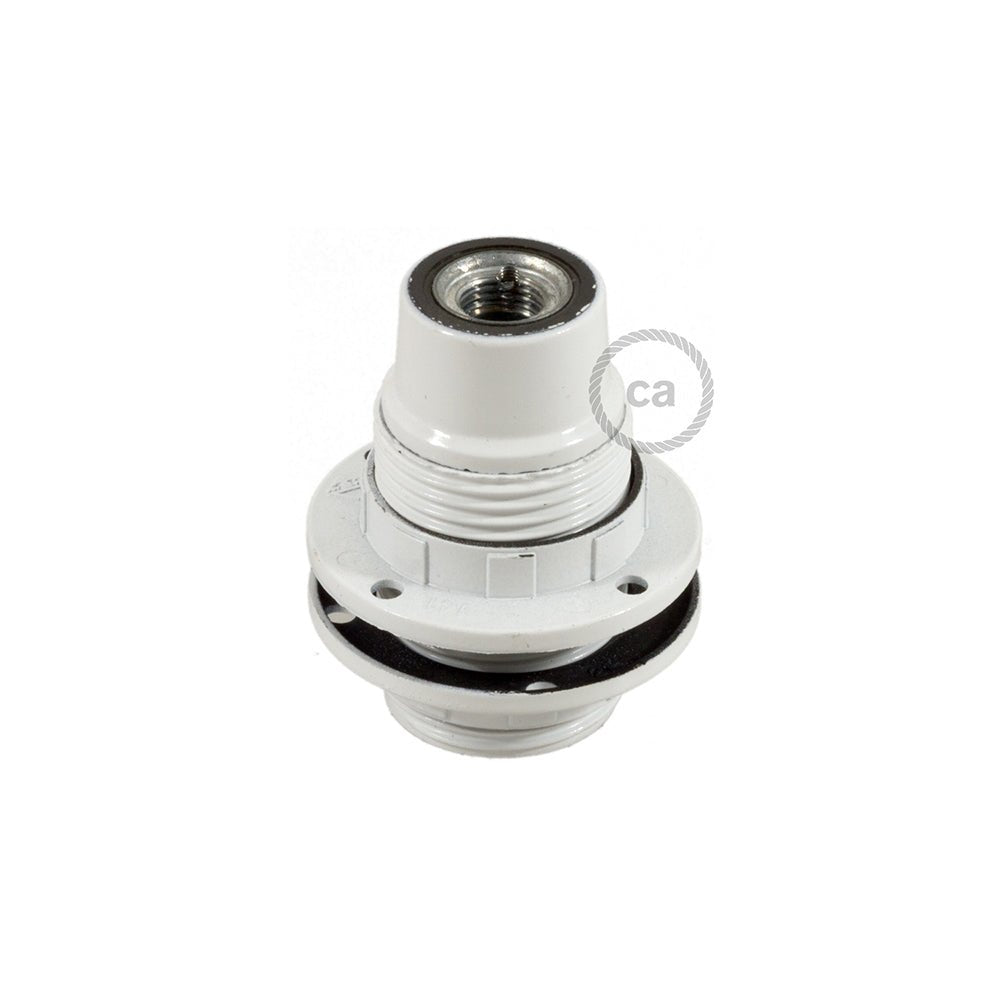 E12 UL Painted Double Ferrule Phenolic Bakelite Light Socket - White