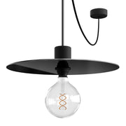 EIVA ELEGANT Pendant light with fabric cable, Ellepì lampshade, canopy and socket for wet locations - Black