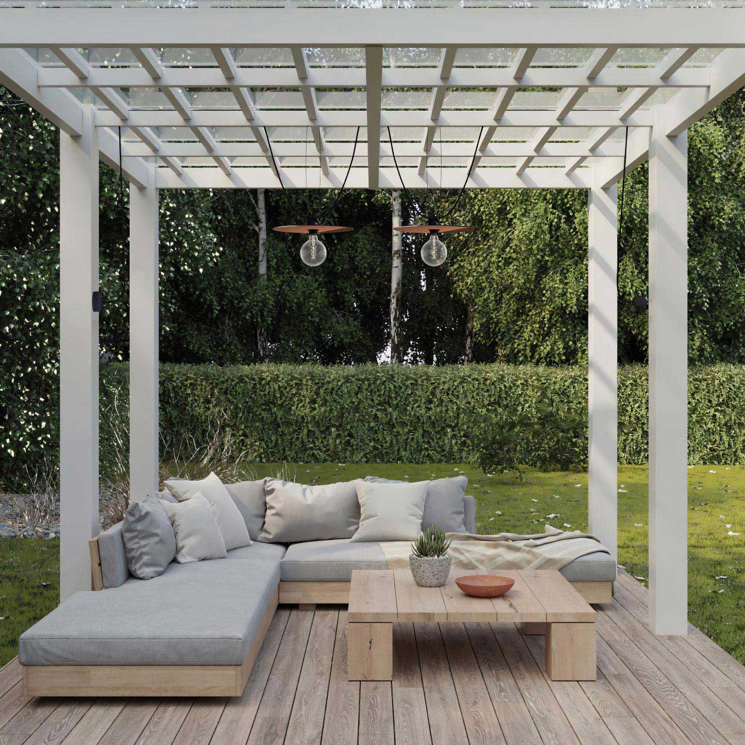 EIVA outdoor string light for wet locations with 2 lampshades and canopy - Copper and Bronze