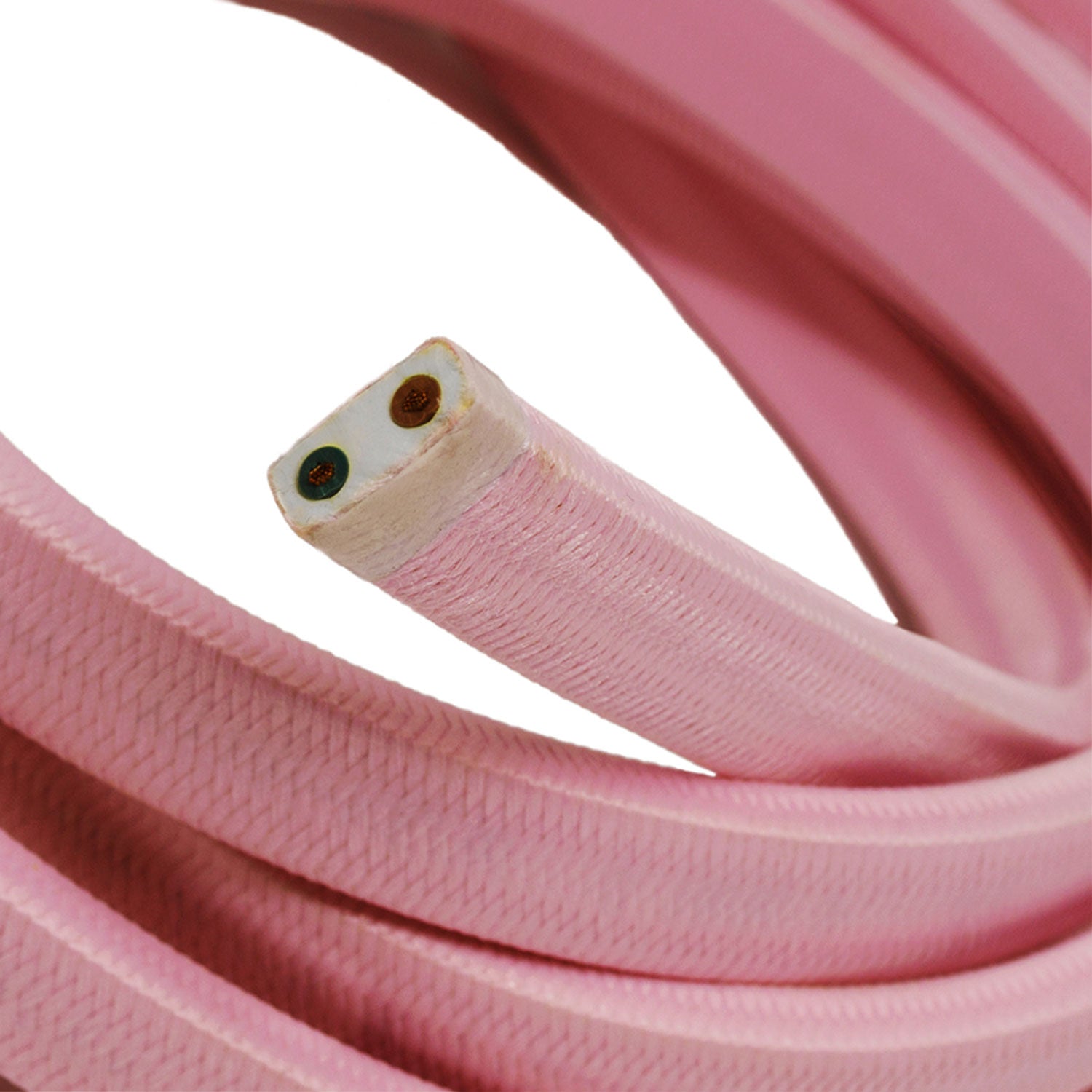 Electric Cable Color Cord for Custom String Lights, covered by Rayon fabric Baby Pink - CM16