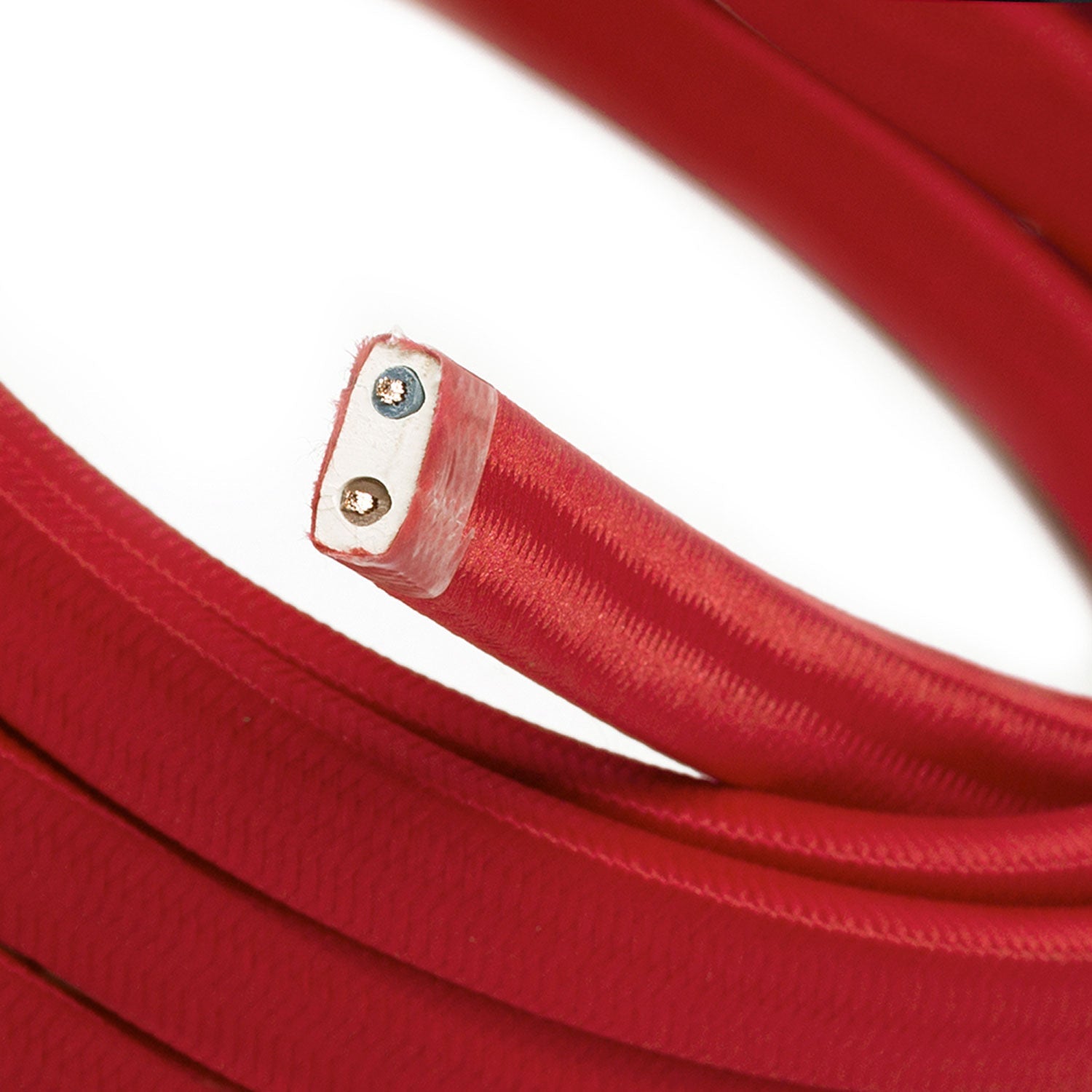 Electric Cable Color Cord for Custom String Lights, covered by Rayon fabric Red - CM09
