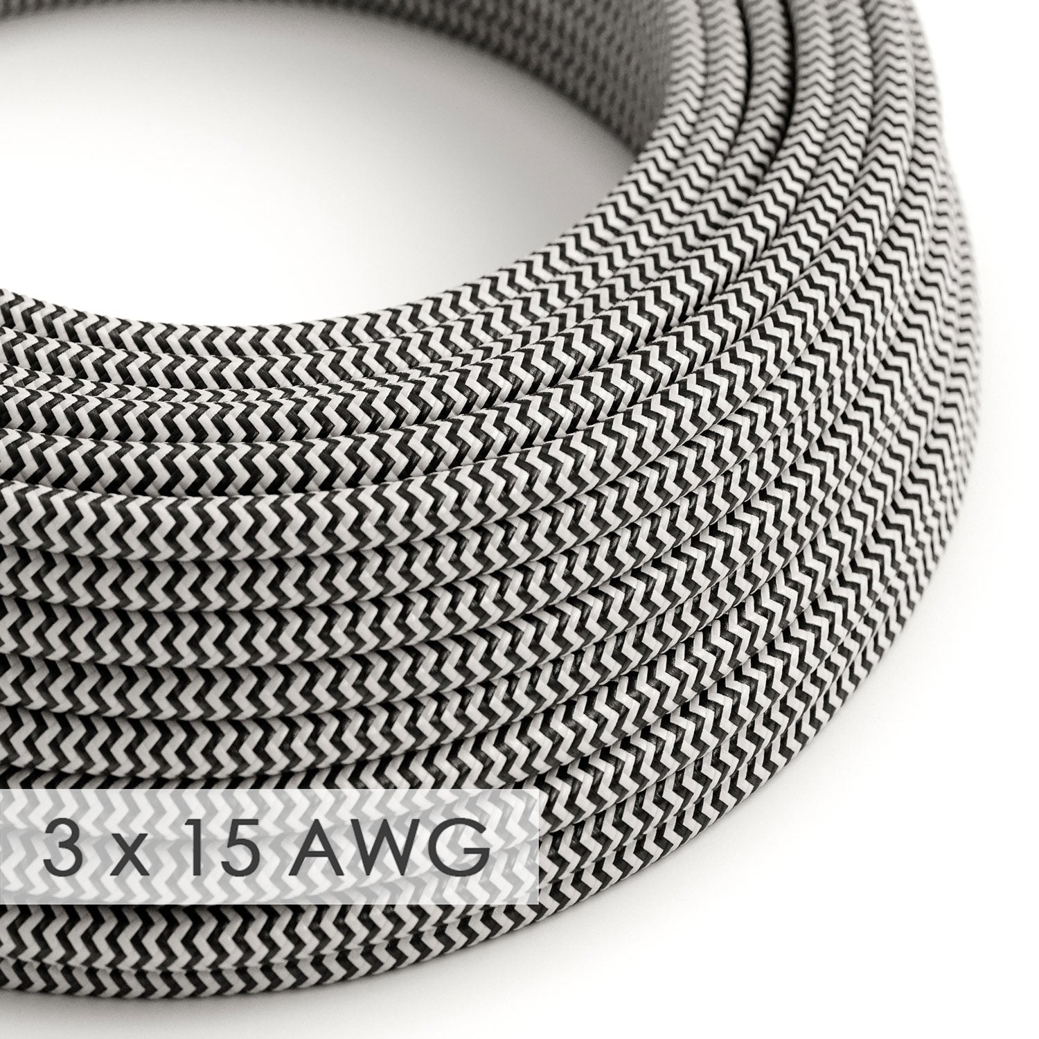 Extension Cord - Round Chevron Black Rayon RZ04 - 15/3 AWG