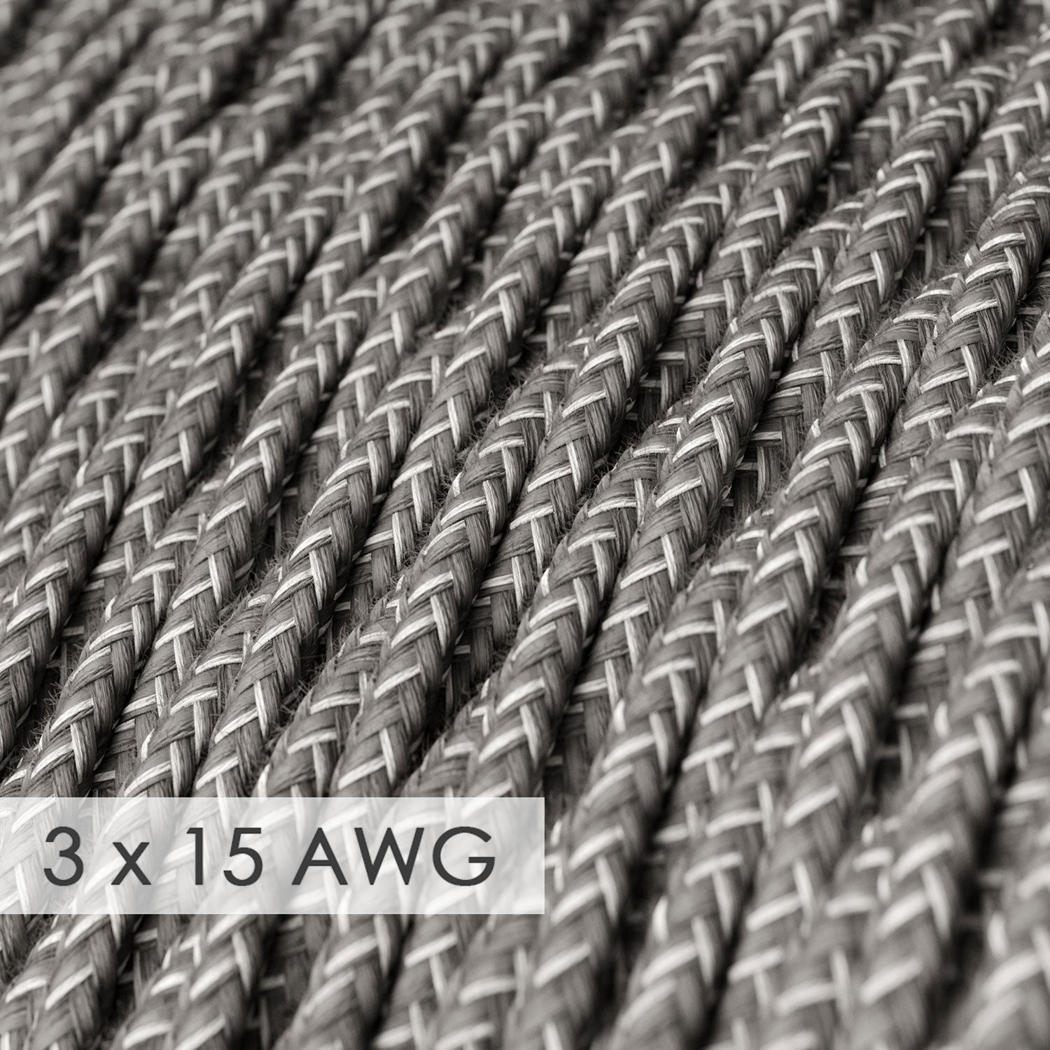 Extension Cord - Twisted Gray Linen TN02 - 15/3 AWG