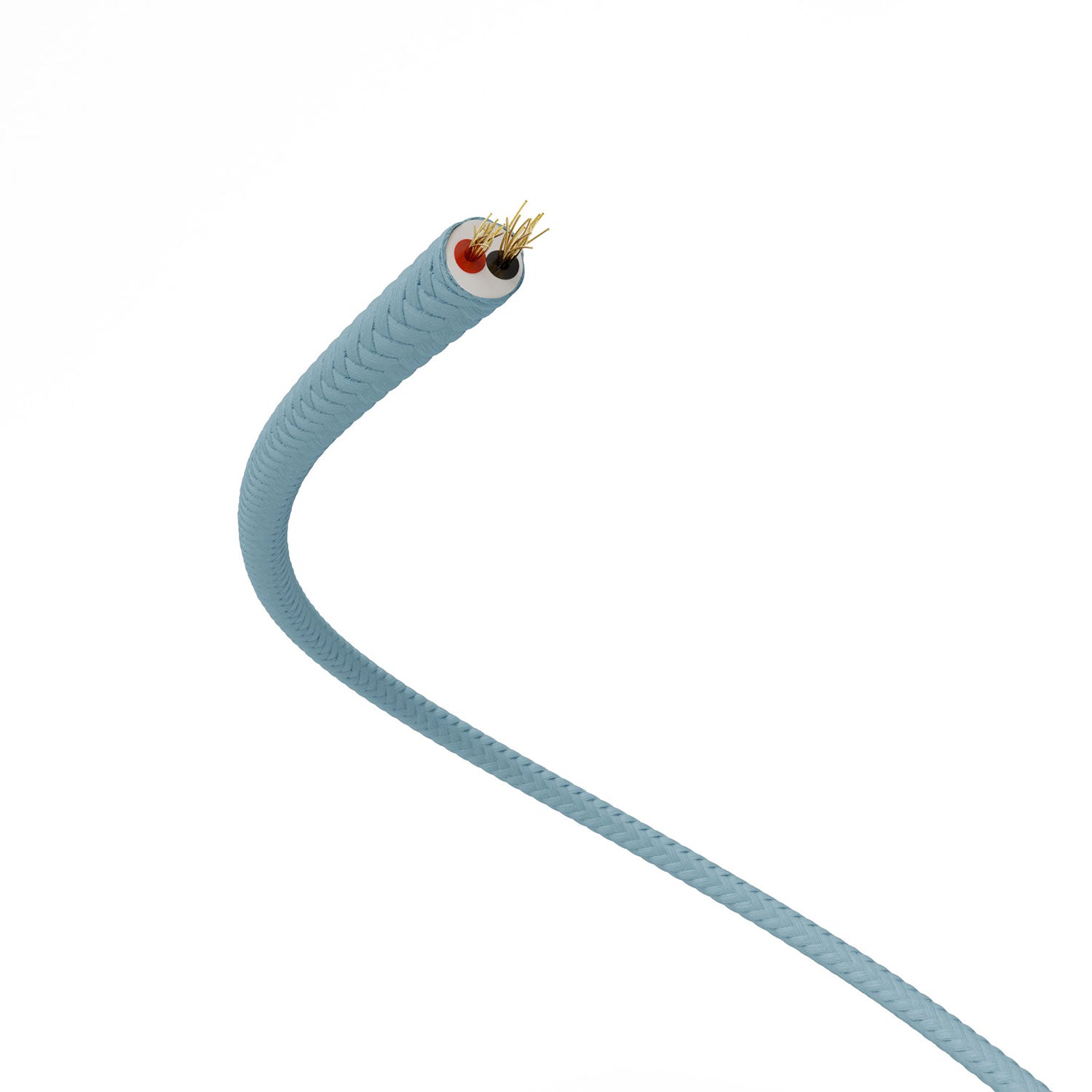 Extra Low Voltage power cable coated in silk effect fabric Light Blue RM17