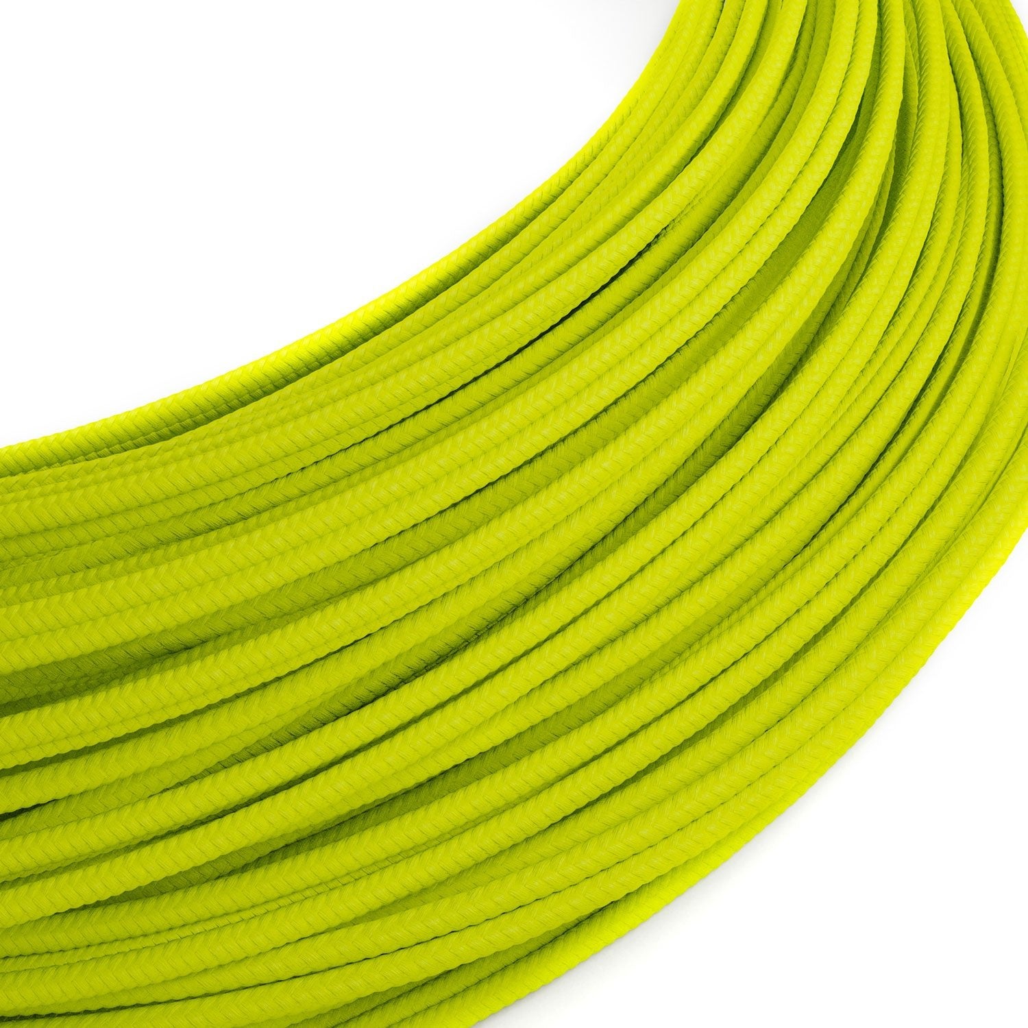 Extra Low Voltage power cable coated in silk effect fabric Yellow Fluo RF10