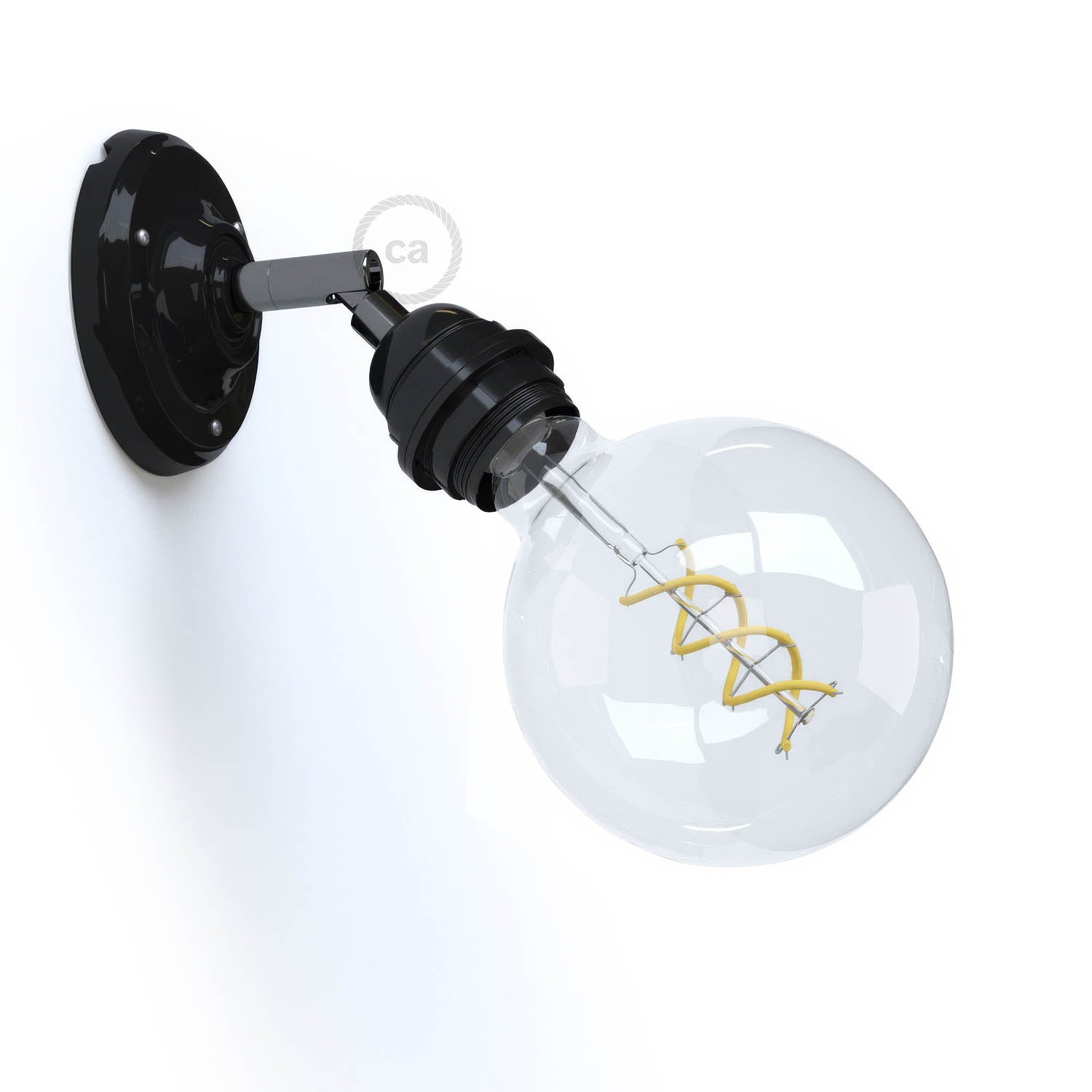 Fermaluce 90° Classic with E26 threaded socket, the adjustable porcelain light source - Black