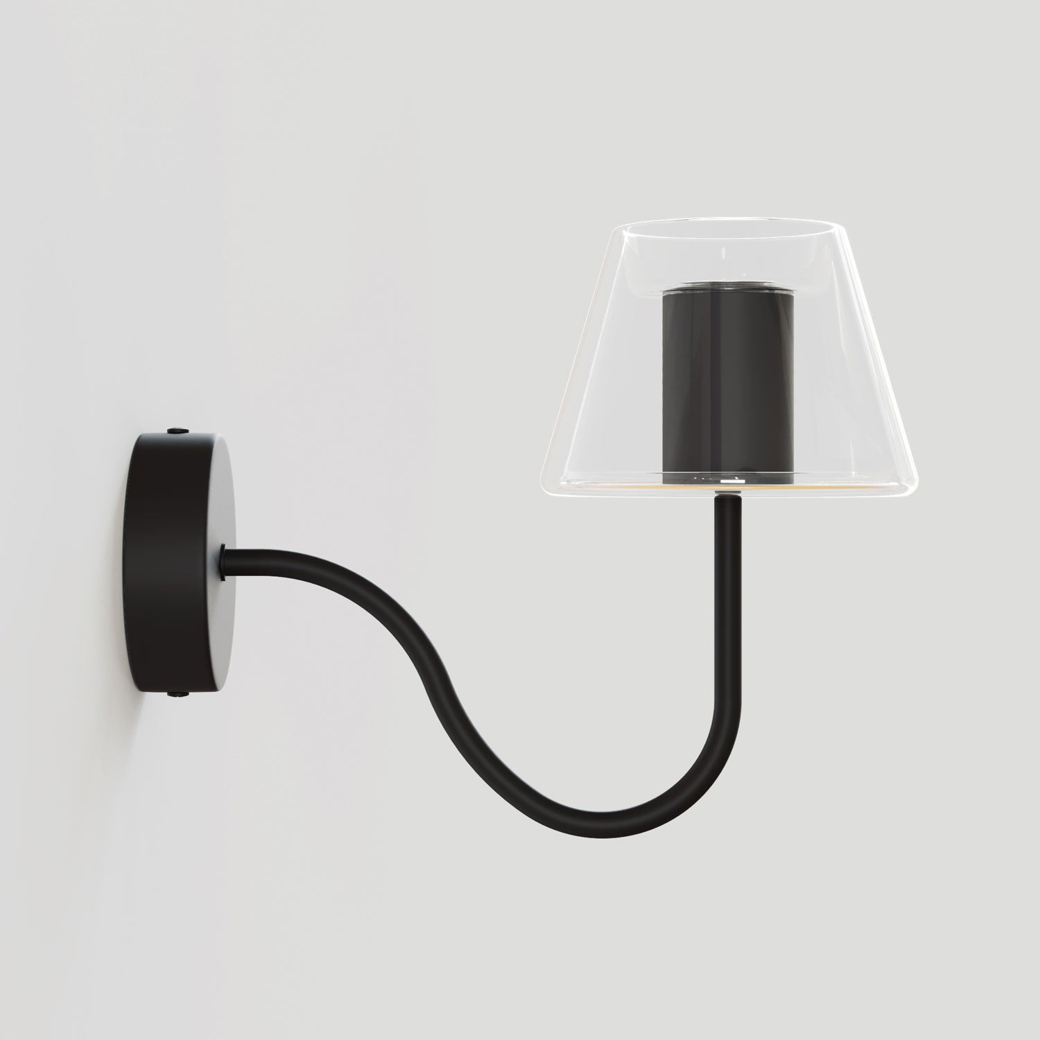Fermaluce Ghost wall lamp with S-shaped extension - Black