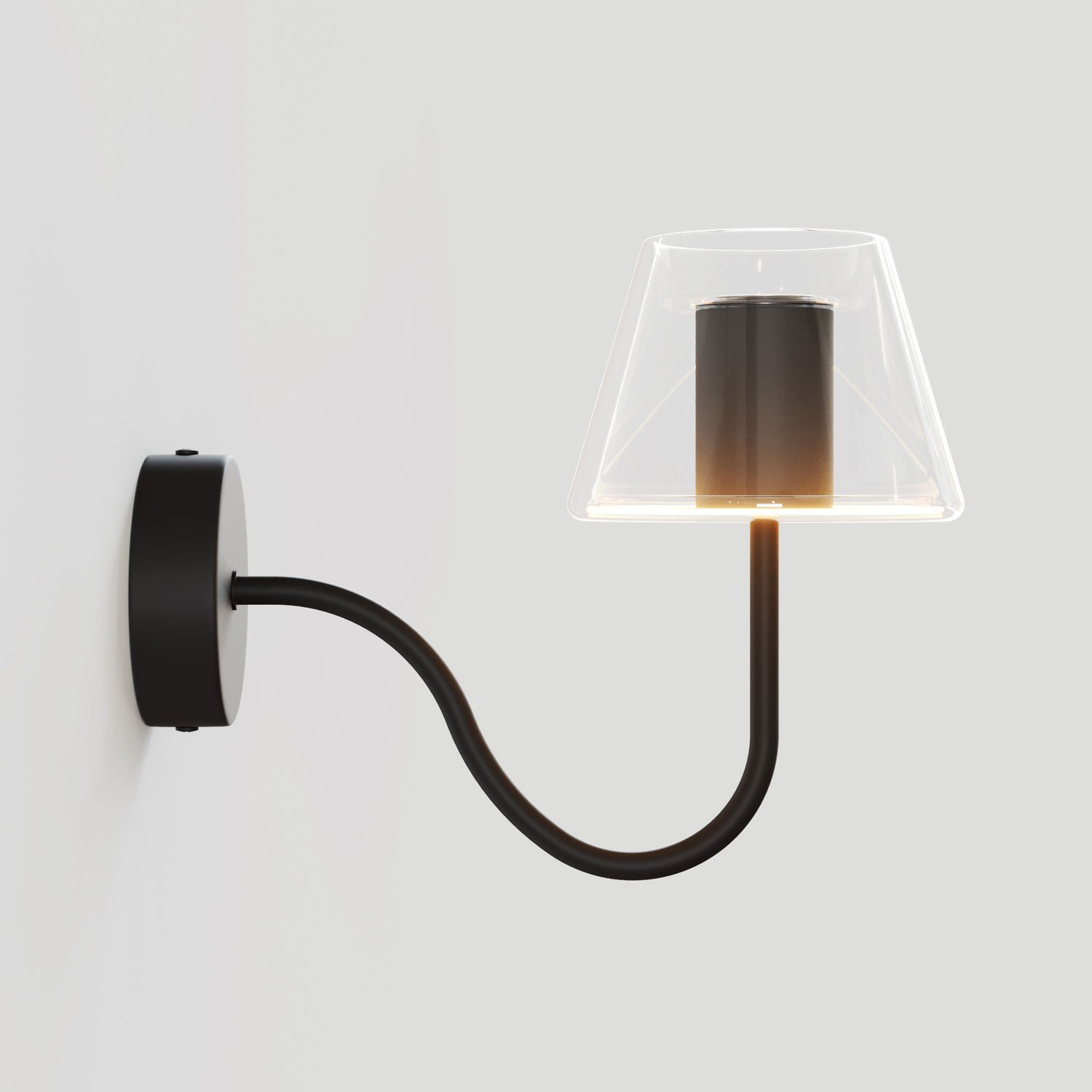 Fermaluce Ghost wall lamp with S-shaped extension - Black