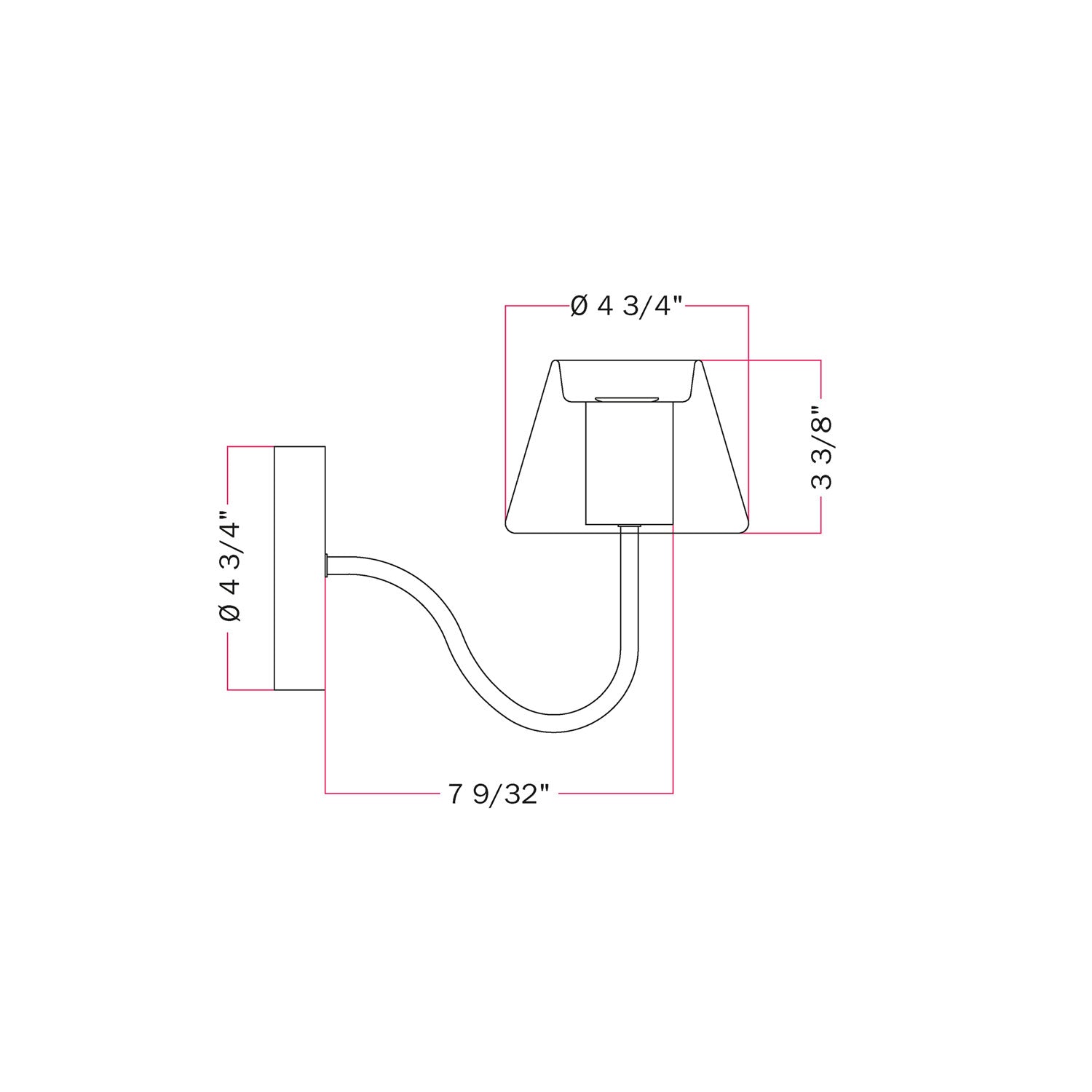 Fermaluce Ghost wall lamp with S-shaped extension - Brushed bronze