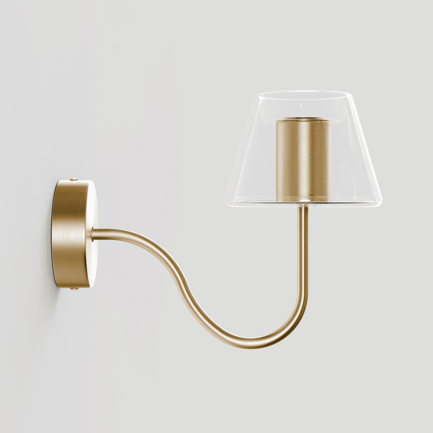 Fermaluce Ghost wall lamp with S-shaped extension - Brushed bronze