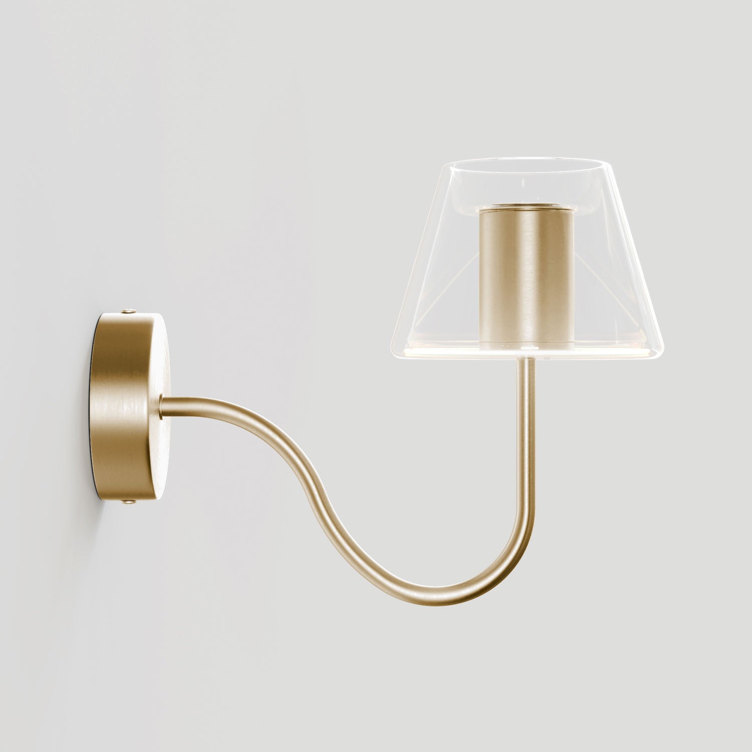Fermaluce Ghost wall lamp with S-shaped extension - Brushed bronze
