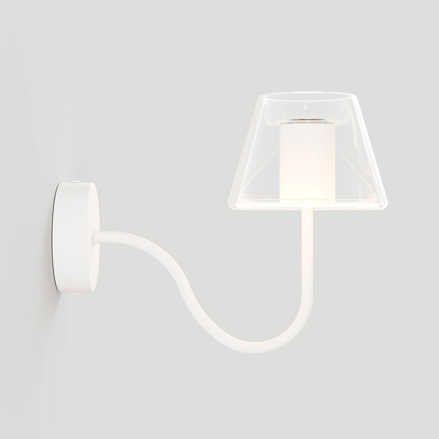 Fermaluce Ghost wall lamp with S-shaped extension - Matt white