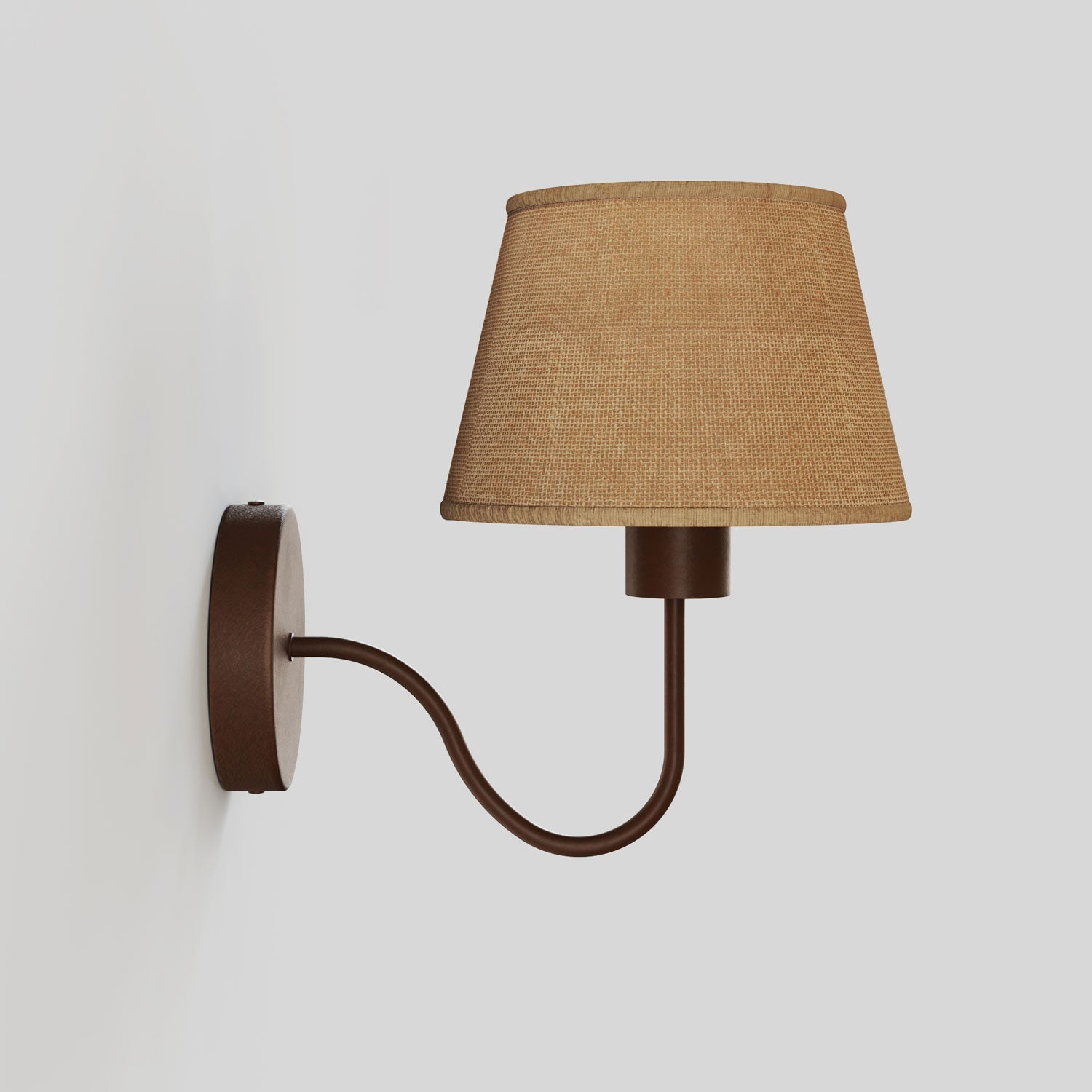 Fermaluce wall lamp with S-shaped extension and Impero lampshade - Natural jute
