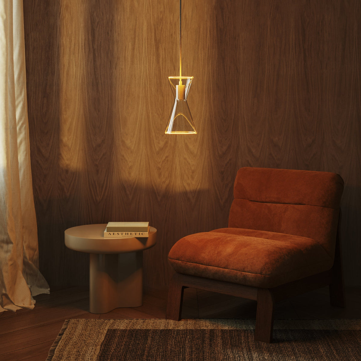 Ghost Double Cone Pendant Lamp - Brushed Titanium