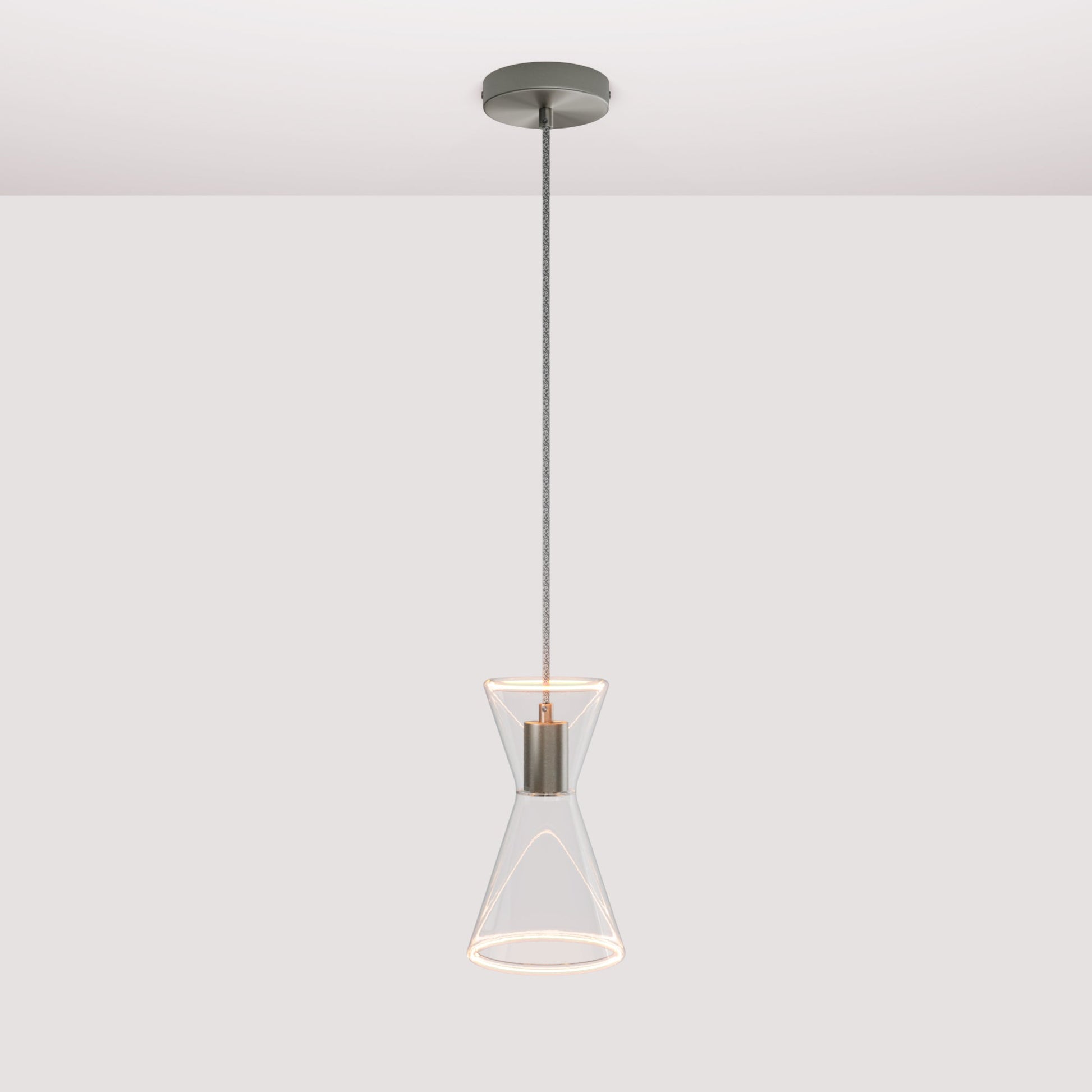 Ghost Double Cone Pendant Lamp - Brushed Titanium