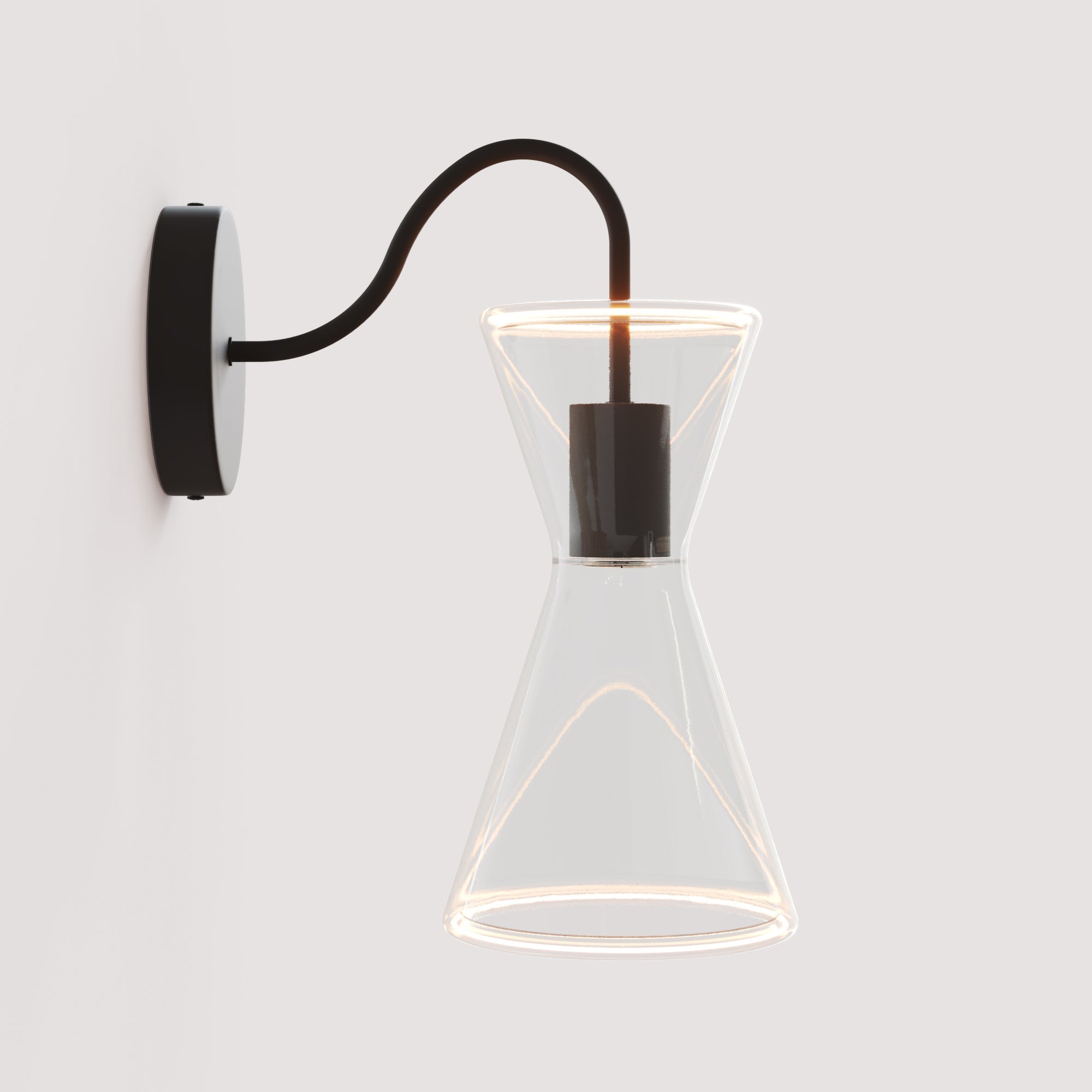 Ghost Double Cone Wall Lamp with S-Shaped Extension - Black - Creative Cables