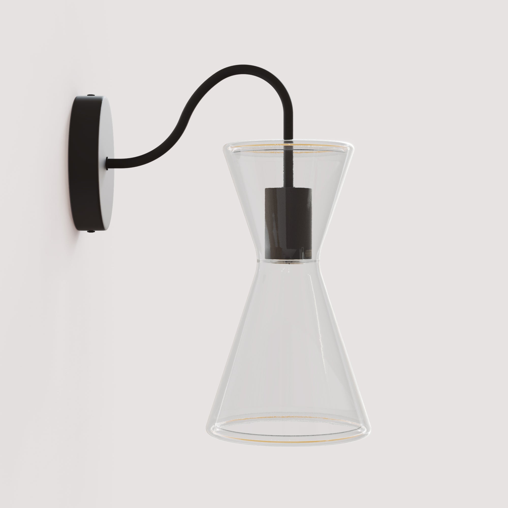 Ghost Double Cone Wall Lamp with S-Shaped Extension - Black - Creative Cables