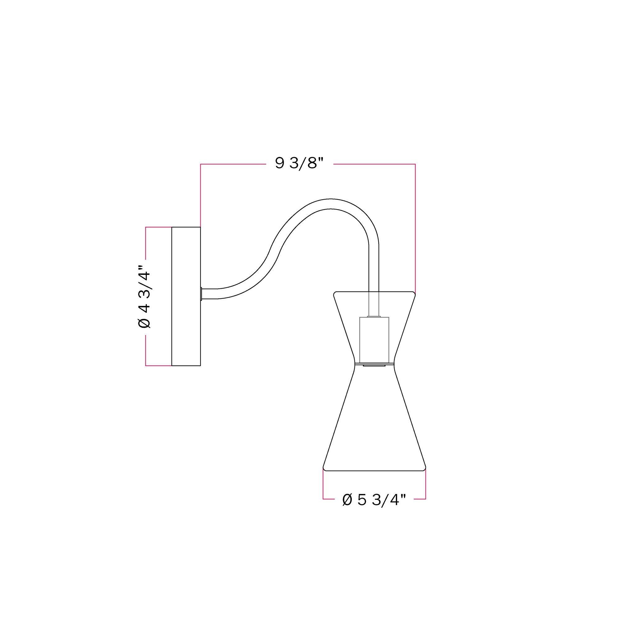 Ghost Double Cone Wall Lamp with S-Shaped Extension - Black - Creative Cables