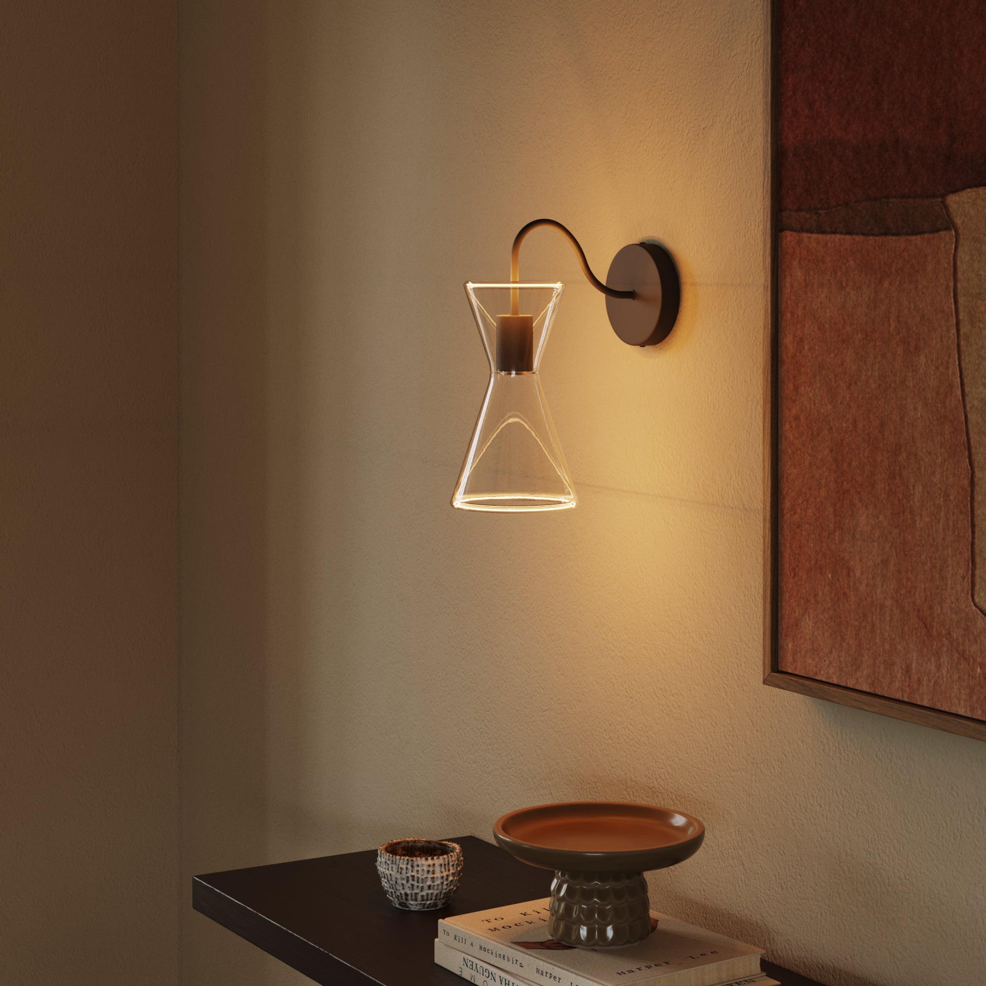 Ghost Double Cone Wall Lamp with S-Shaped Extension - Black - Creative Cables