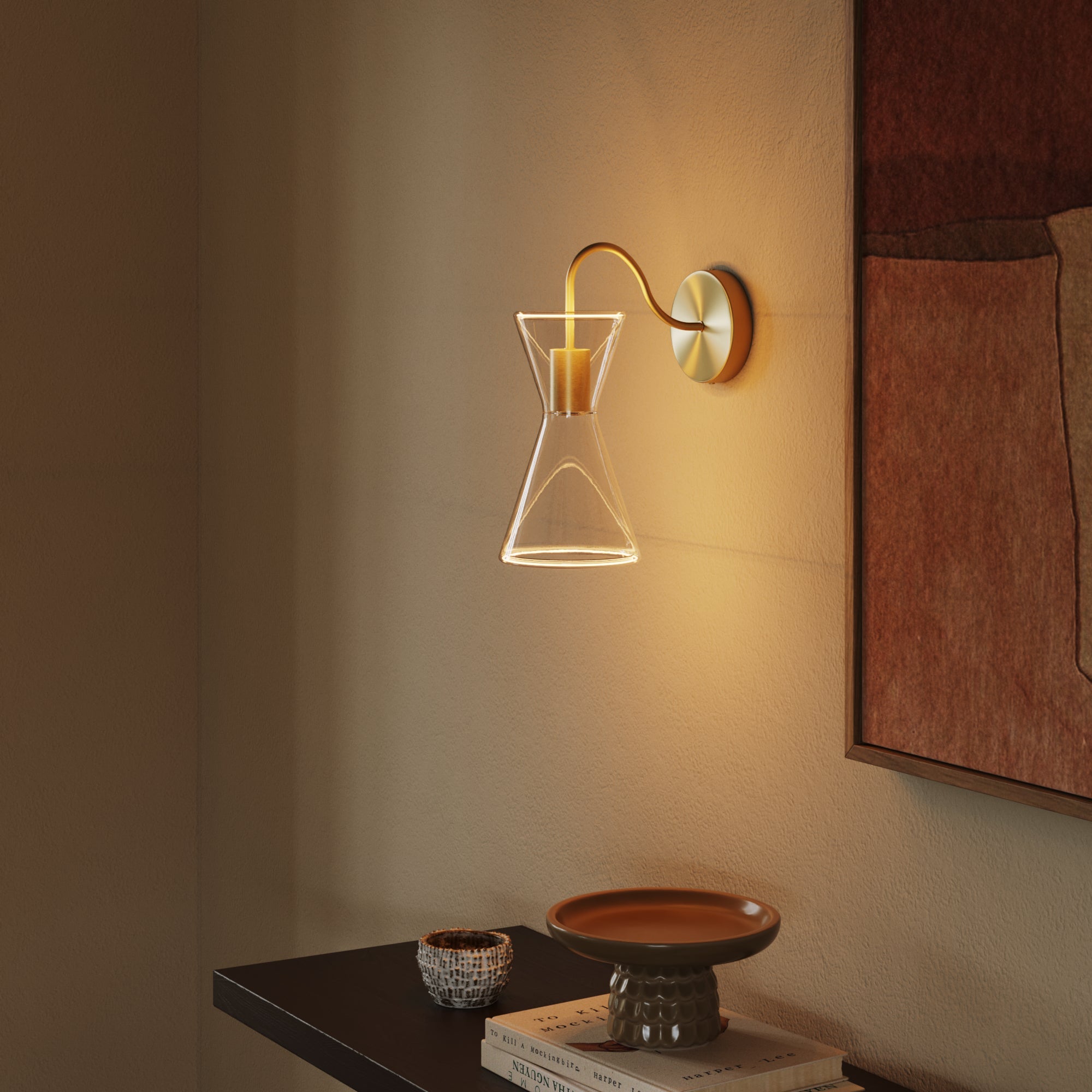 Ghost Double Cone Wall Lamp with S-Shaped Extension - Brushed Bronze - Creative Cables
