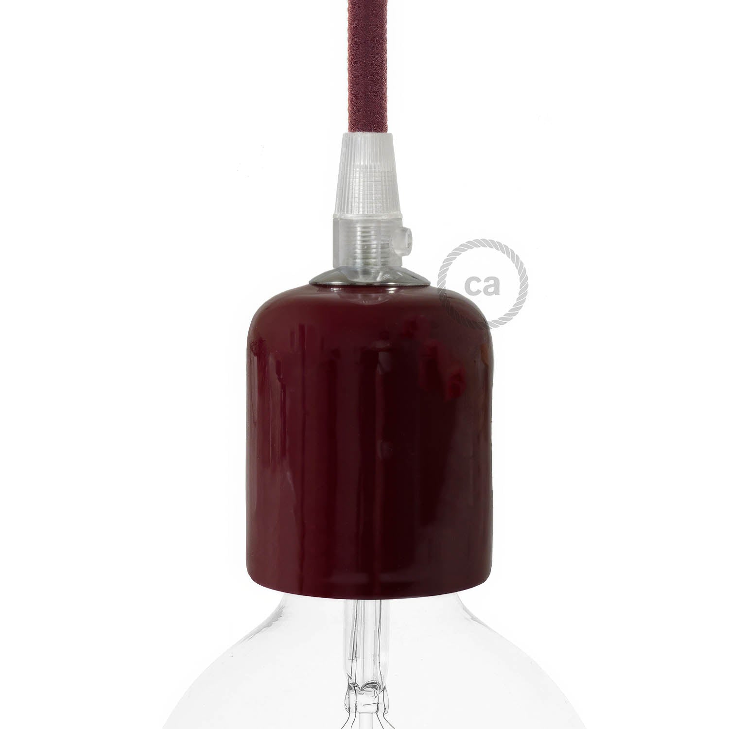 Handmade Ceramic E26 light bulb socket kit - Burgundy