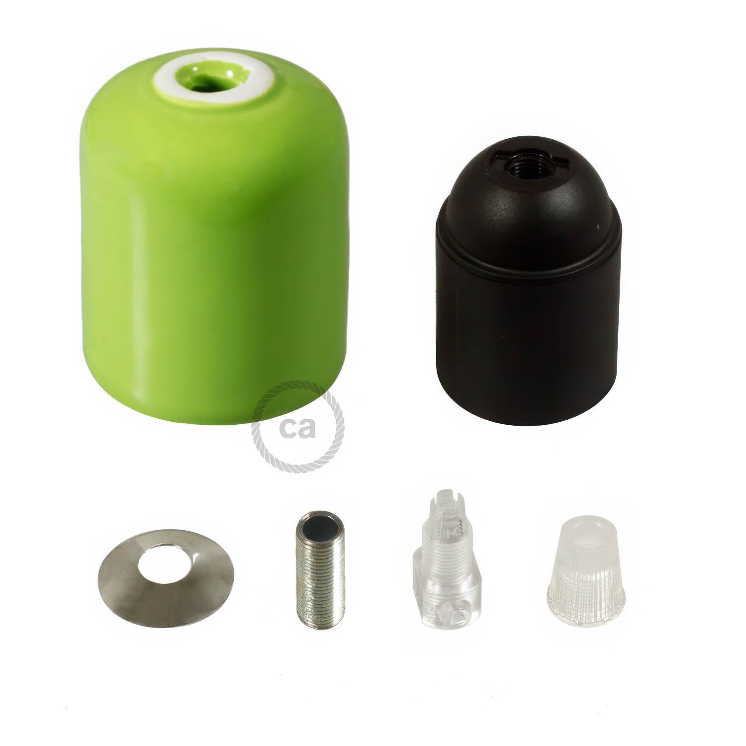 Handmade Ceramic E26 light bulb socket kit - Pistachio green