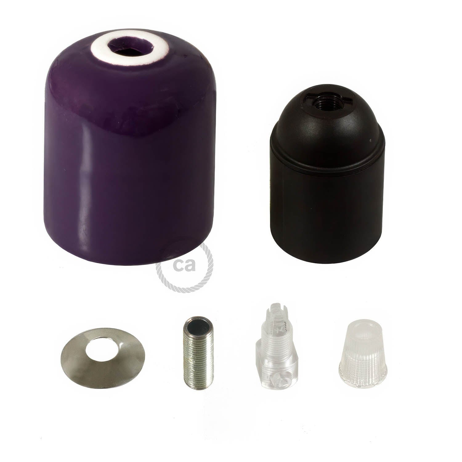 Handmade Ceramic E26 light bulb socket kit - Purple