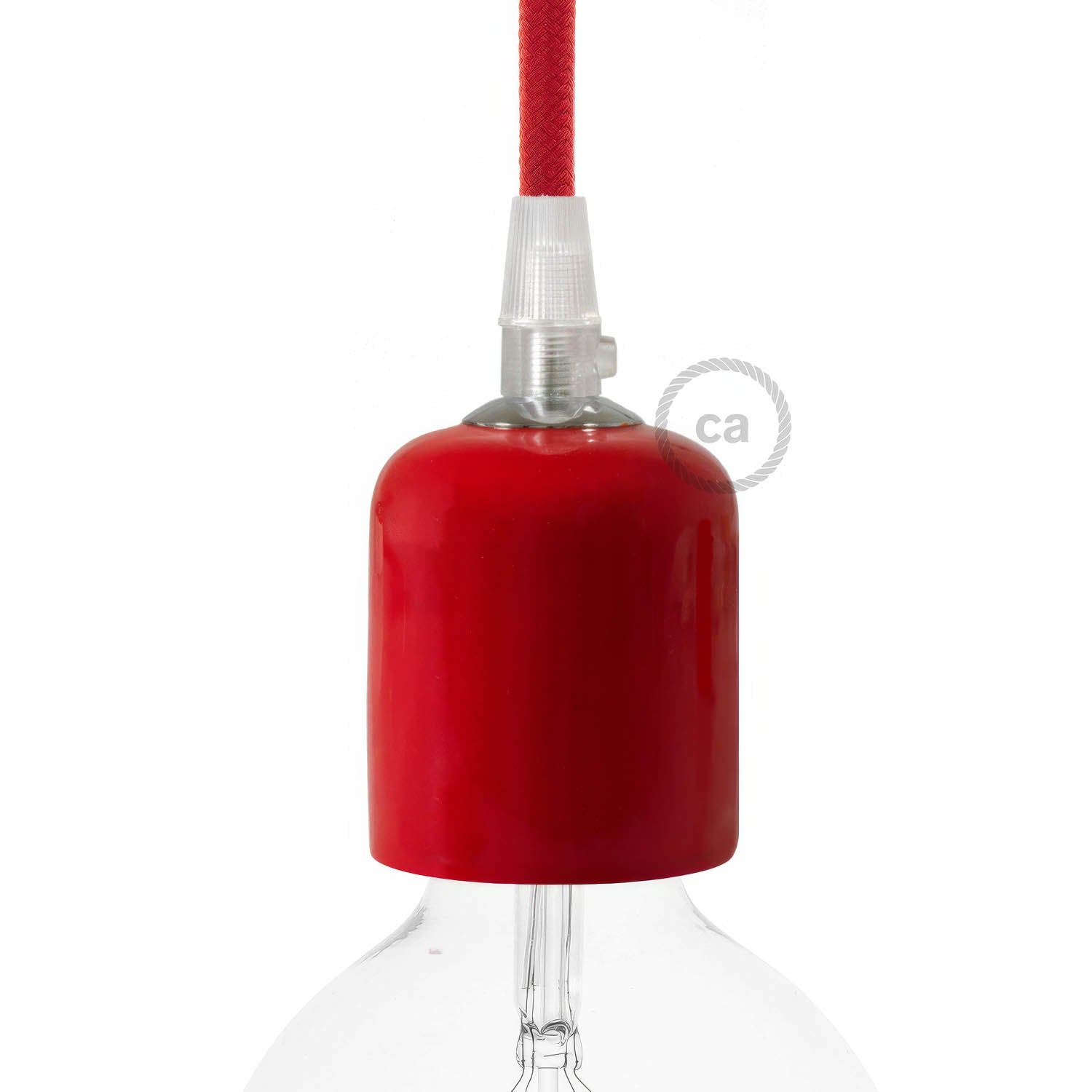 Handmade Ceramic E26 light bulb socket kit - Red