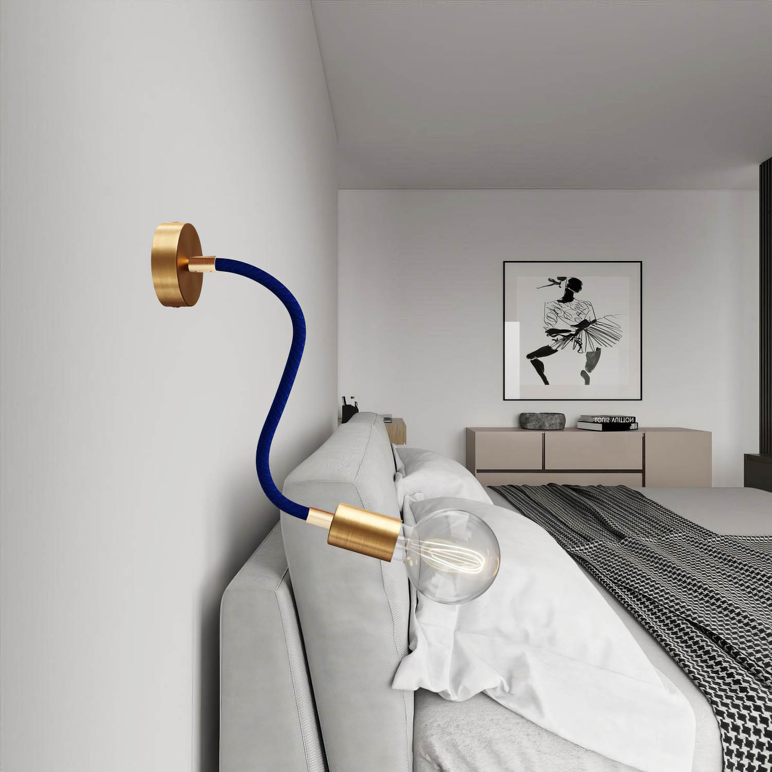 Kit Creative Flex tubo flessibile di estensione rivestito in tessuto RM20 Blu scuro con terminali metallici Bronzo satinato 30 cm