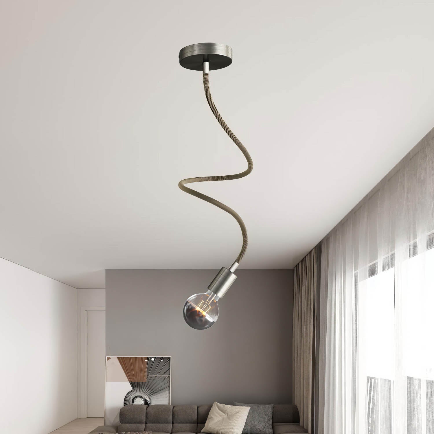 Kit Creative Flex tubo flessibile di estensione rivestito in tessuto RZ24 Nero e Oro con terminali metallici Titanio satinato 90 cm