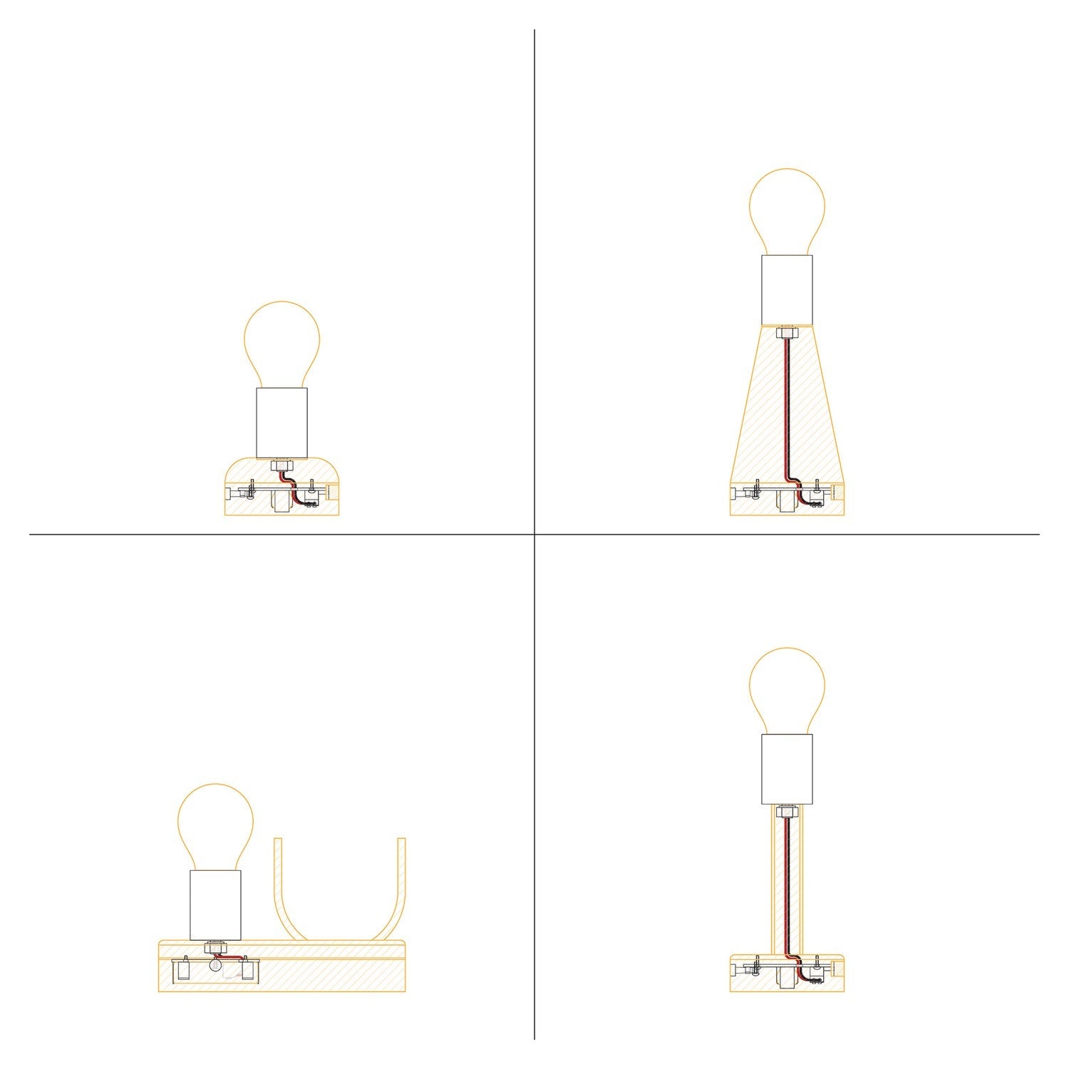 Kit elettronico per lampade a batteria 5V USB-C con portalampada E27 - Rame satinato