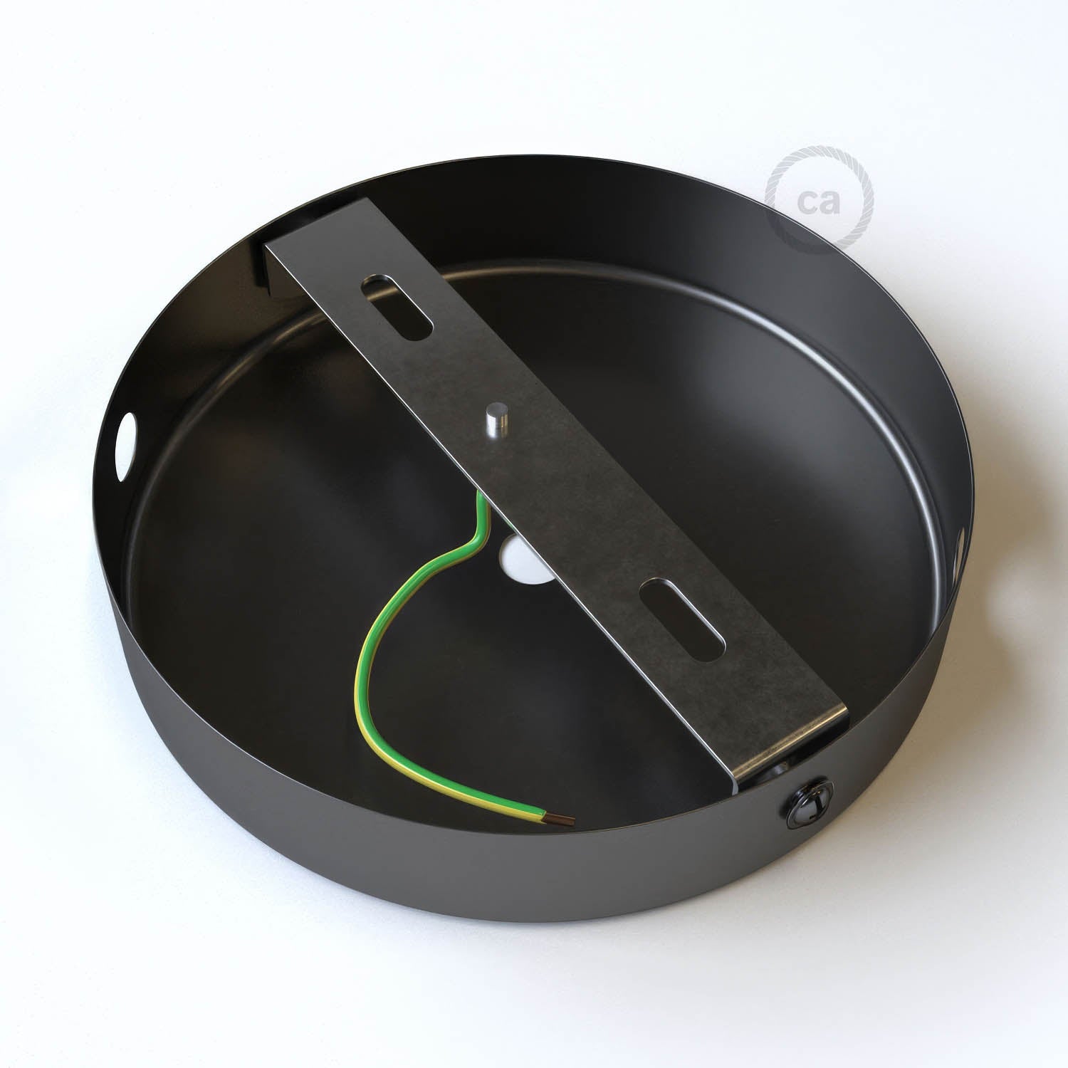 Kit rosone cilindrico in metallo a 1 foro centrale e 2 fori laterali - Nero perla Cilindrico