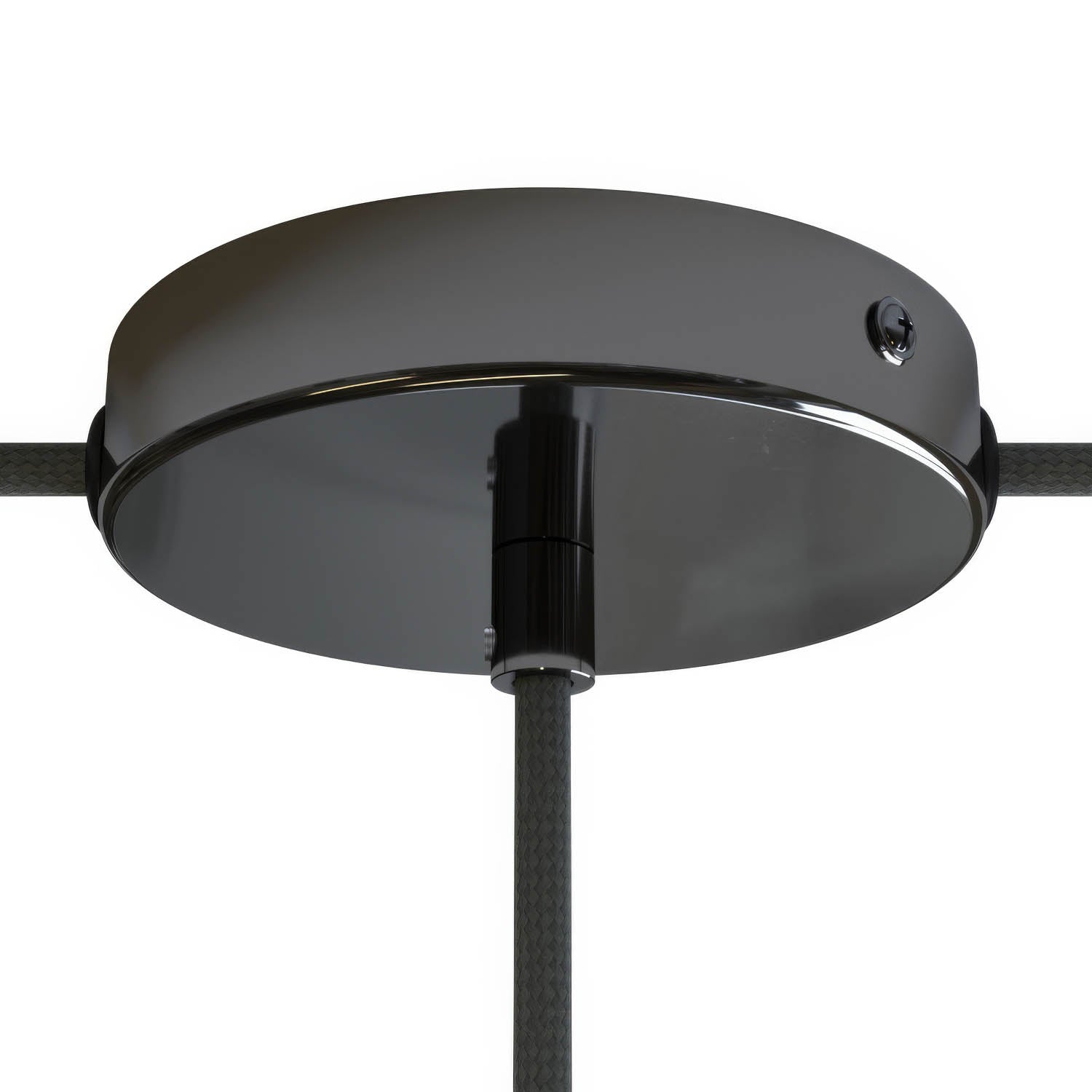 Kit rosone cilindrico in metallo a 1 foro centrale e 2 fori laterali - Nero perla Cilindrico