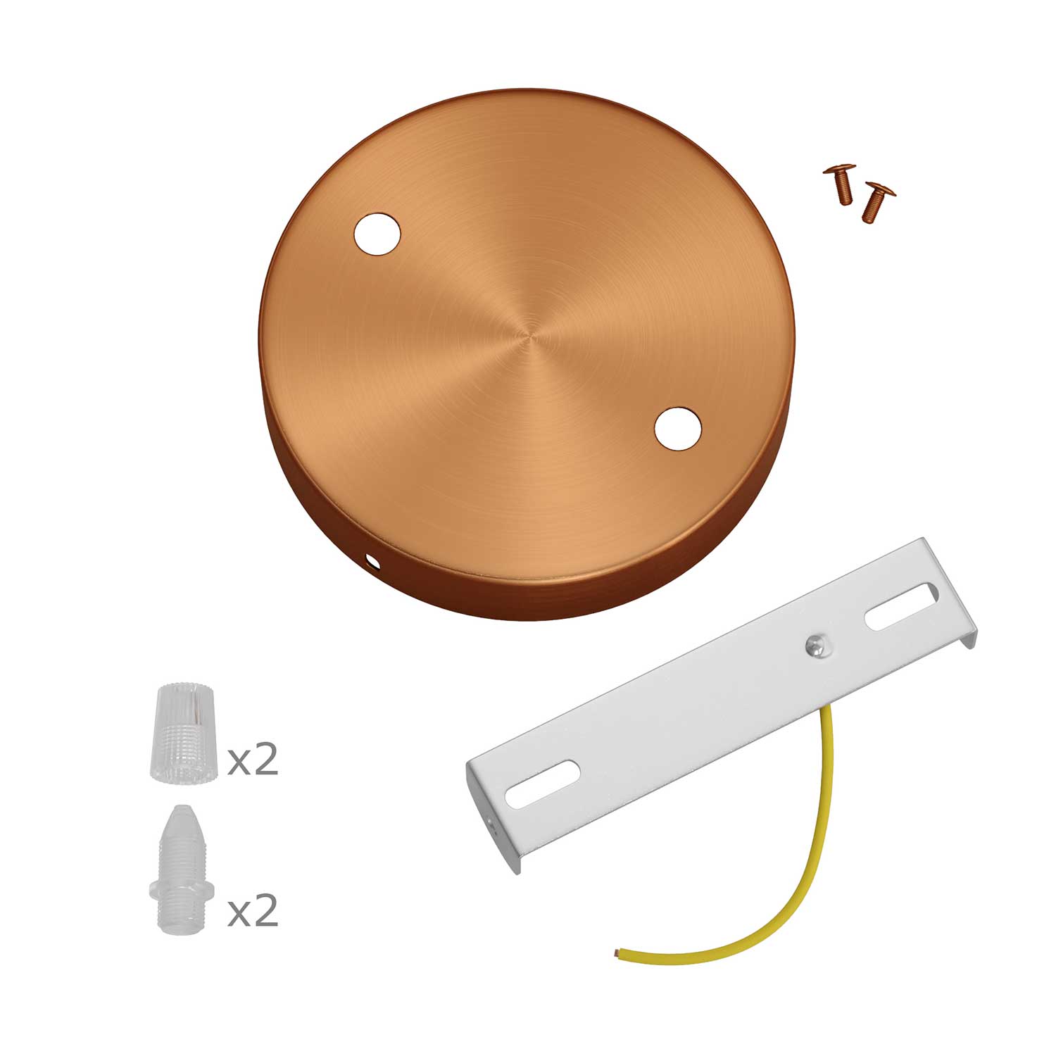 Kit rosone cilindrico in metallo a 2 fori - Rame satinato Conico