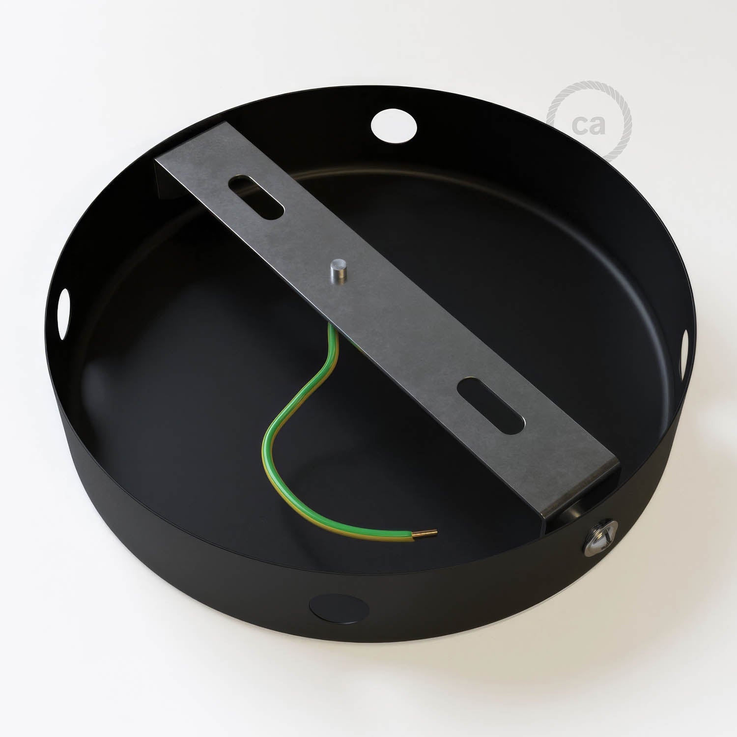 Kit rosone cilindrico in metallo a 4 fori laterali (scatola di derivazione) - Nero