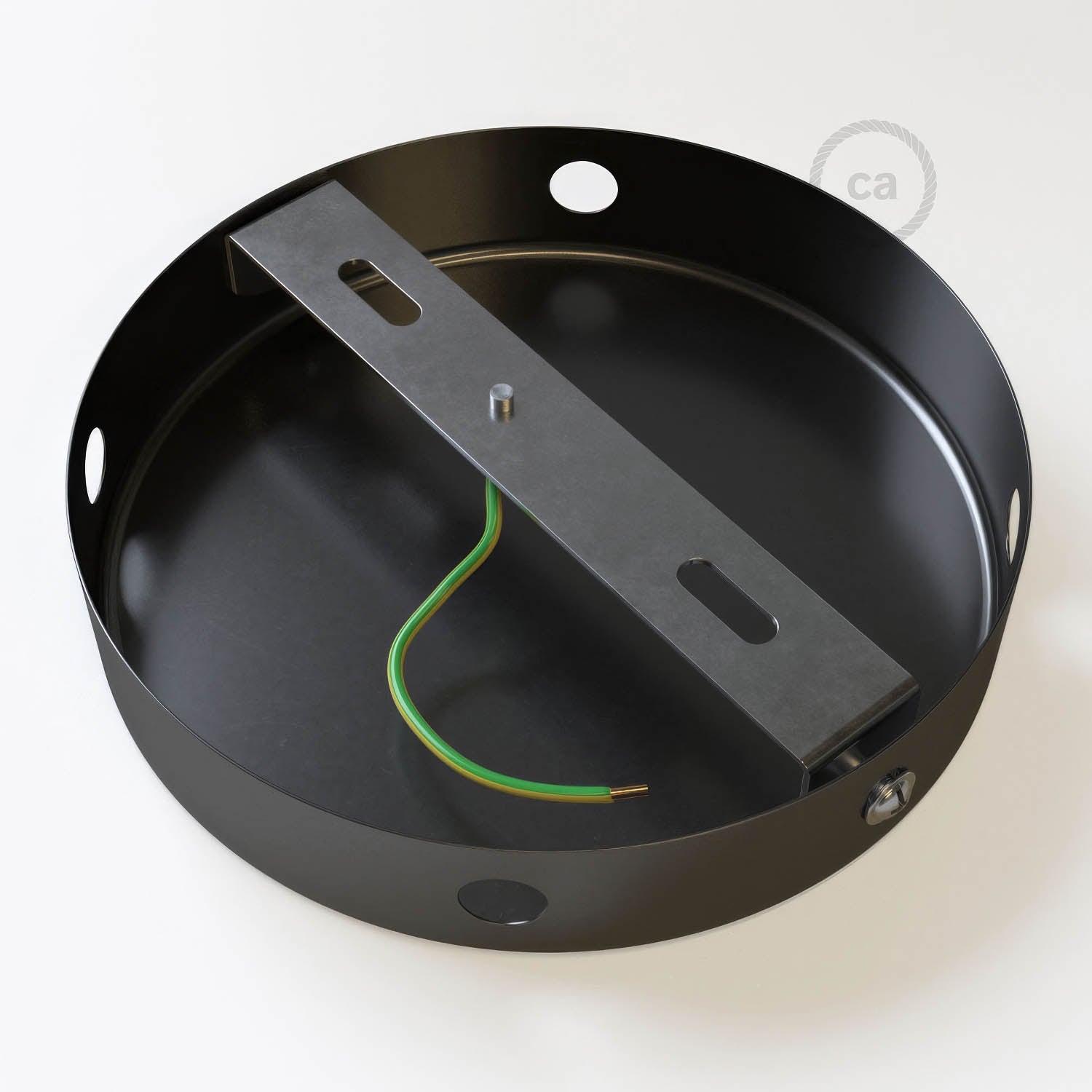 Kit rosone cilindrico in metallo a 4 fori laterali (scatola di derivazione) - Nero perla