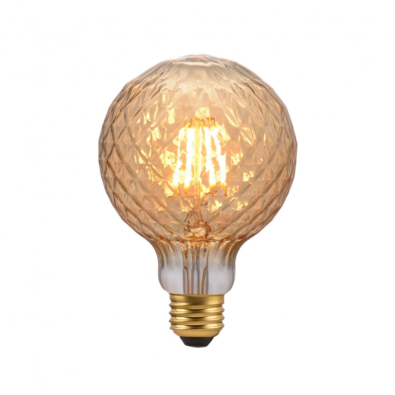 LED Light Bulb Amber Cut Glass G30 6W 400Lm E26 2200K - Cut 30A