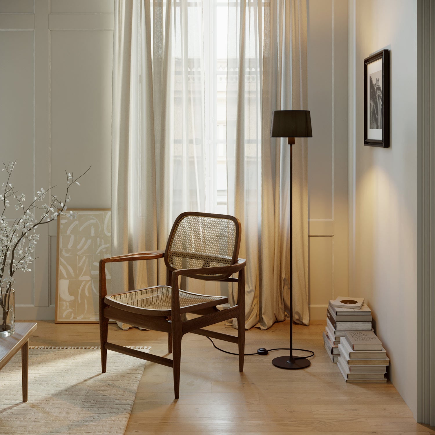 MAG-Y floor lamp with Athena fabric shade - Black