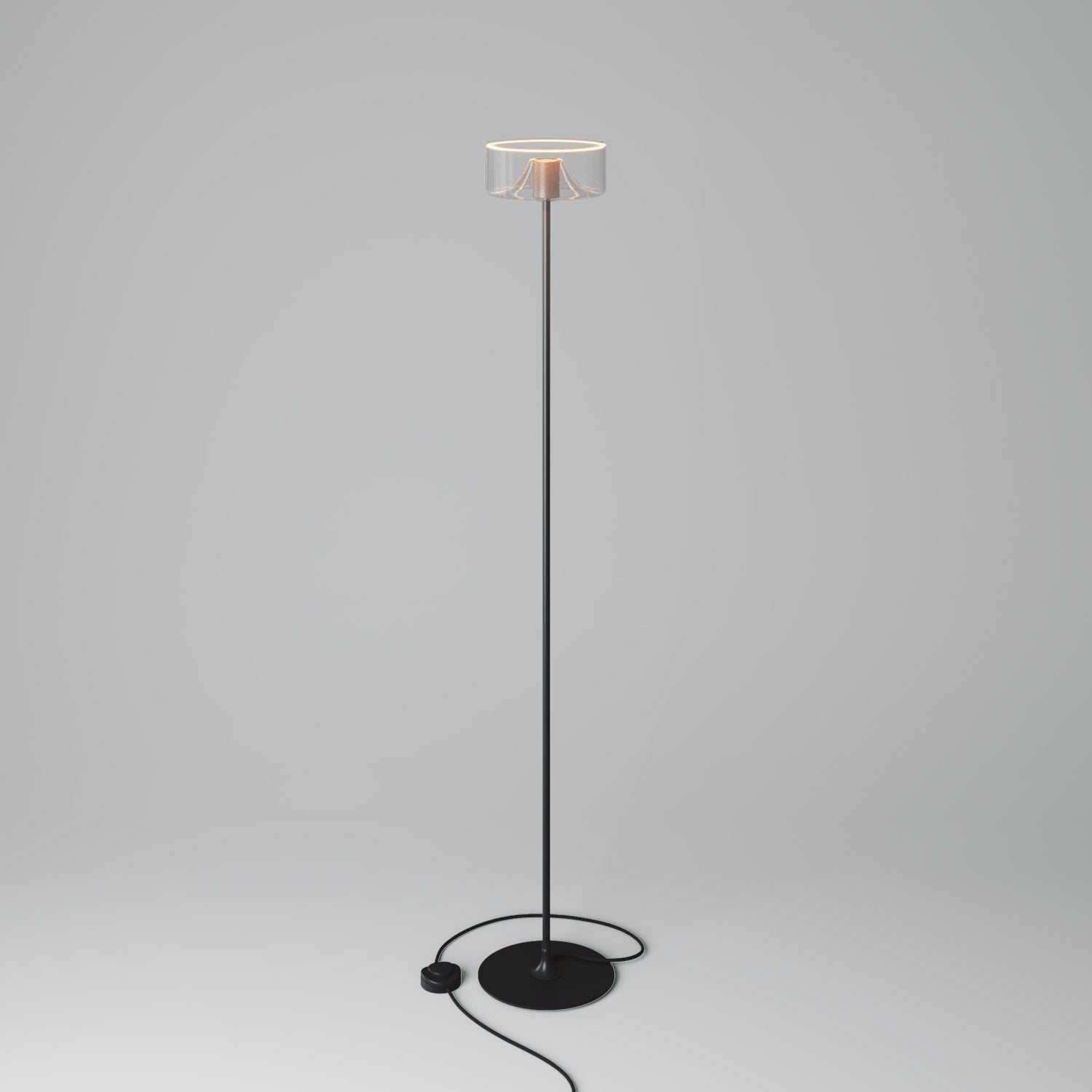 MAG - Y floor lamp with round metal base and Ghost LED bulb - Black - Creative Cables