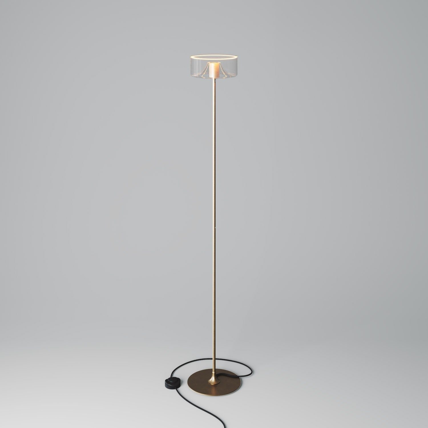 MAG - Y floor lamp with round metal base and Ghost LED bulb - Brushed bronze - Creative Cables