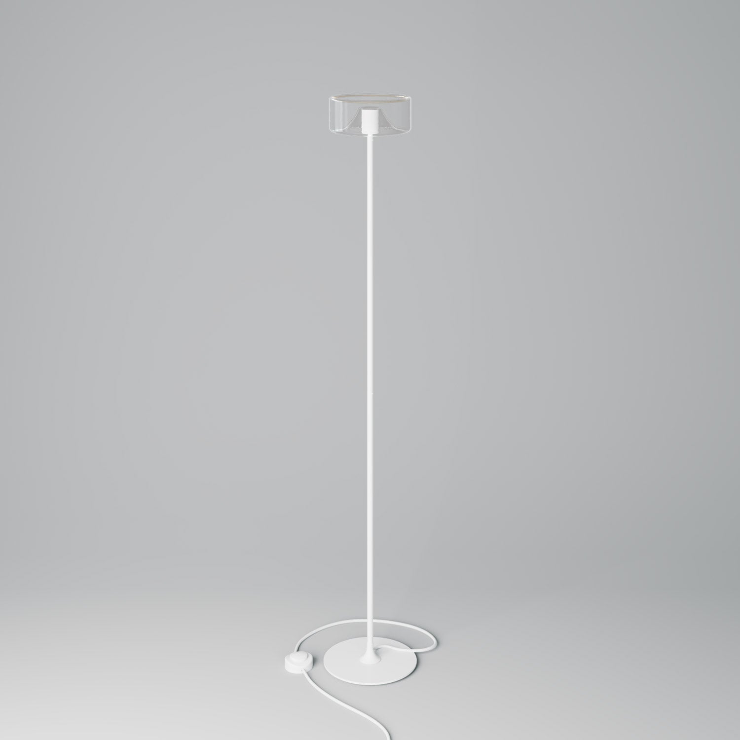 MAG-Y floor lamp with round metal base and Ghost LED bulb - Matt white