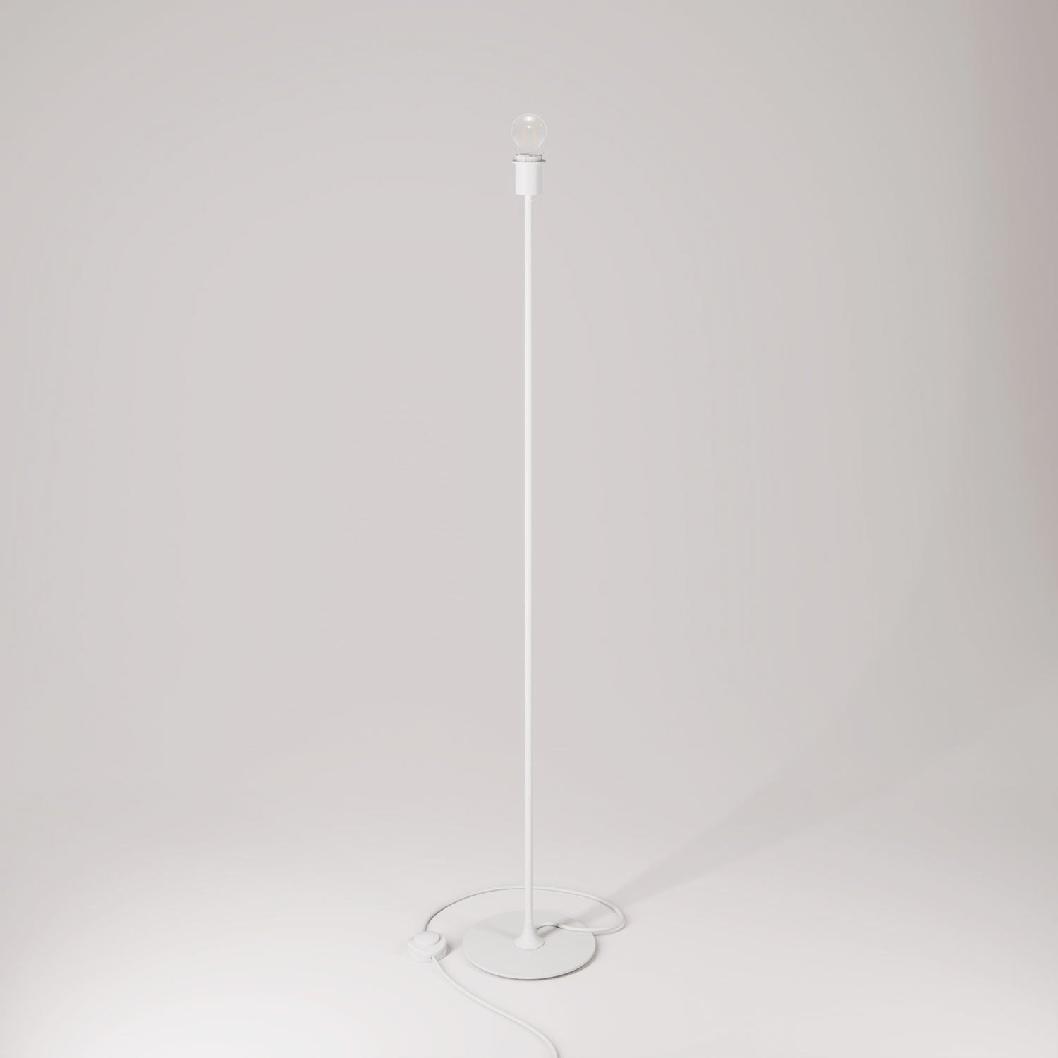 MAG-Y floor lamp with round metal base with fitting for lampshade - Matt white