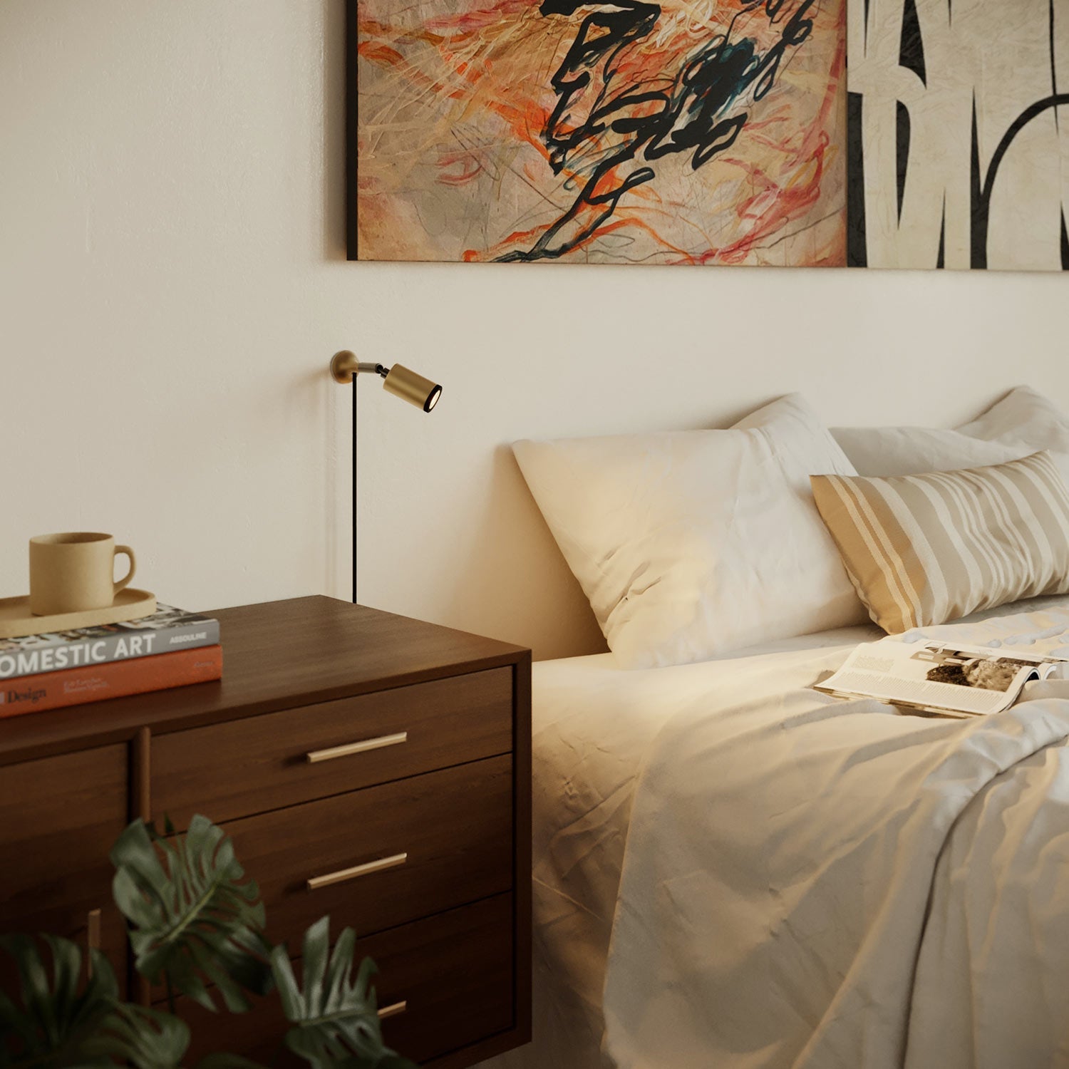 MAG-Y metal wall light with swivel joint and spotlight - Brushed bronze