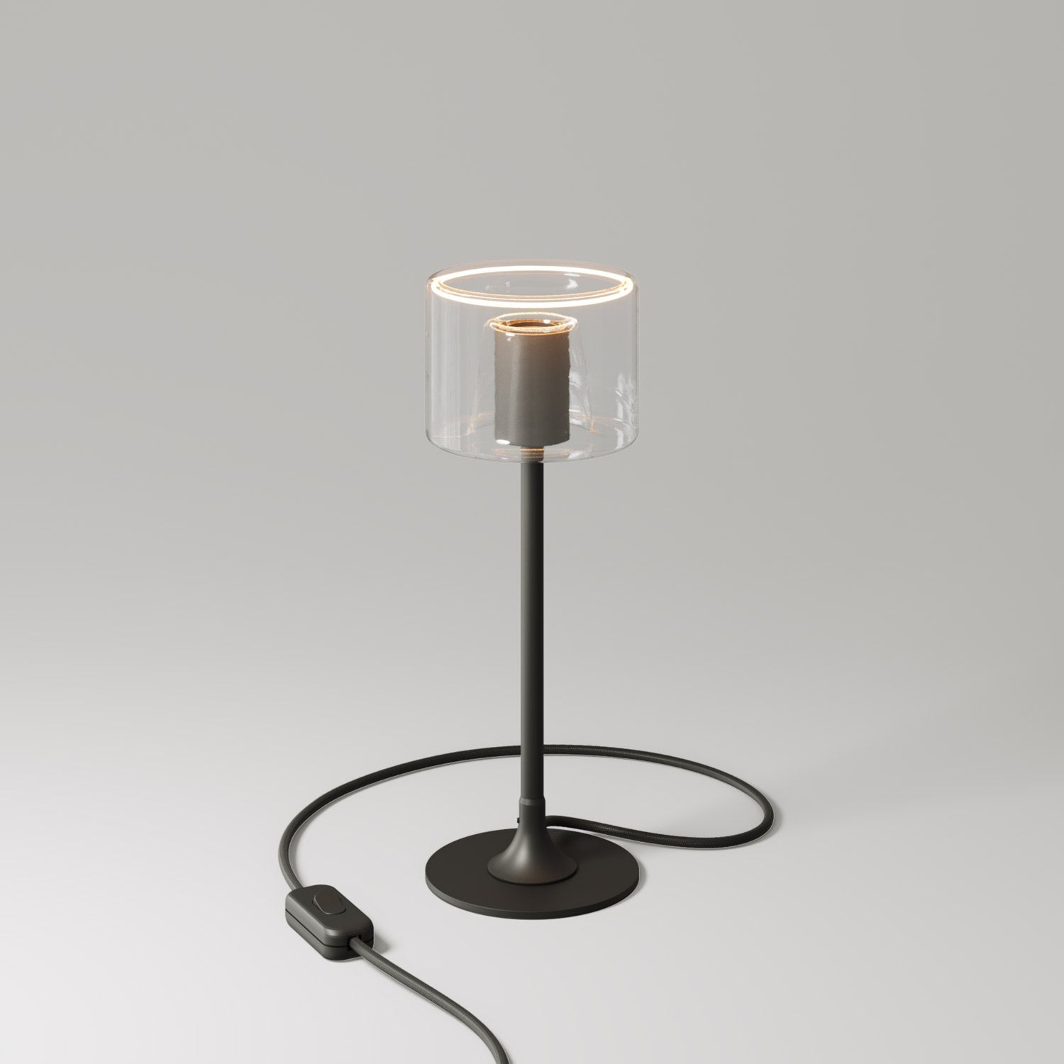 MAG - Y table lamp with round metal base and clear Ghost G03 bulb - Black - Creative Cables