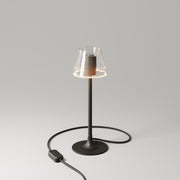 MAG-Y table lamp with round metal base and transparent Ghost Mini Cone bulb - Black