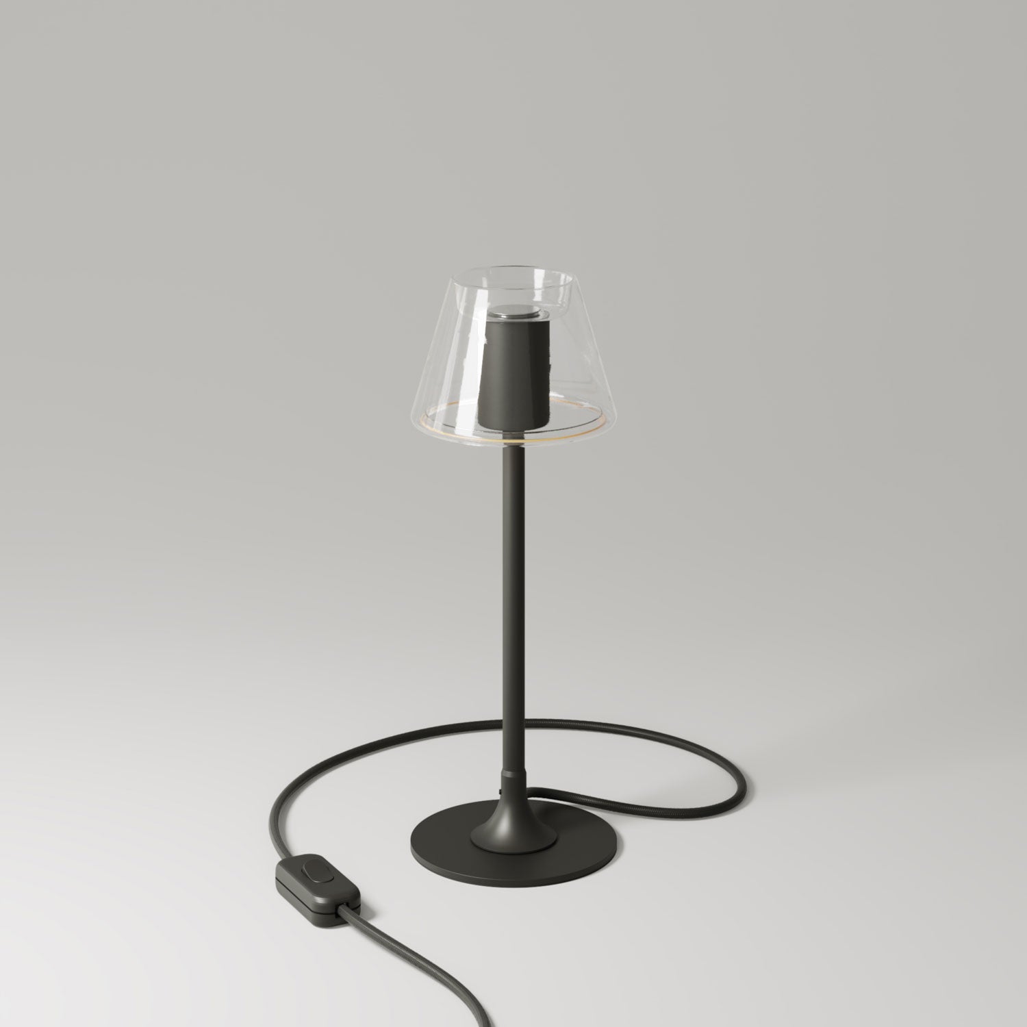 MAG-Y table lamp with round metal base and transparent Ghost Mini Cone bulb - Black