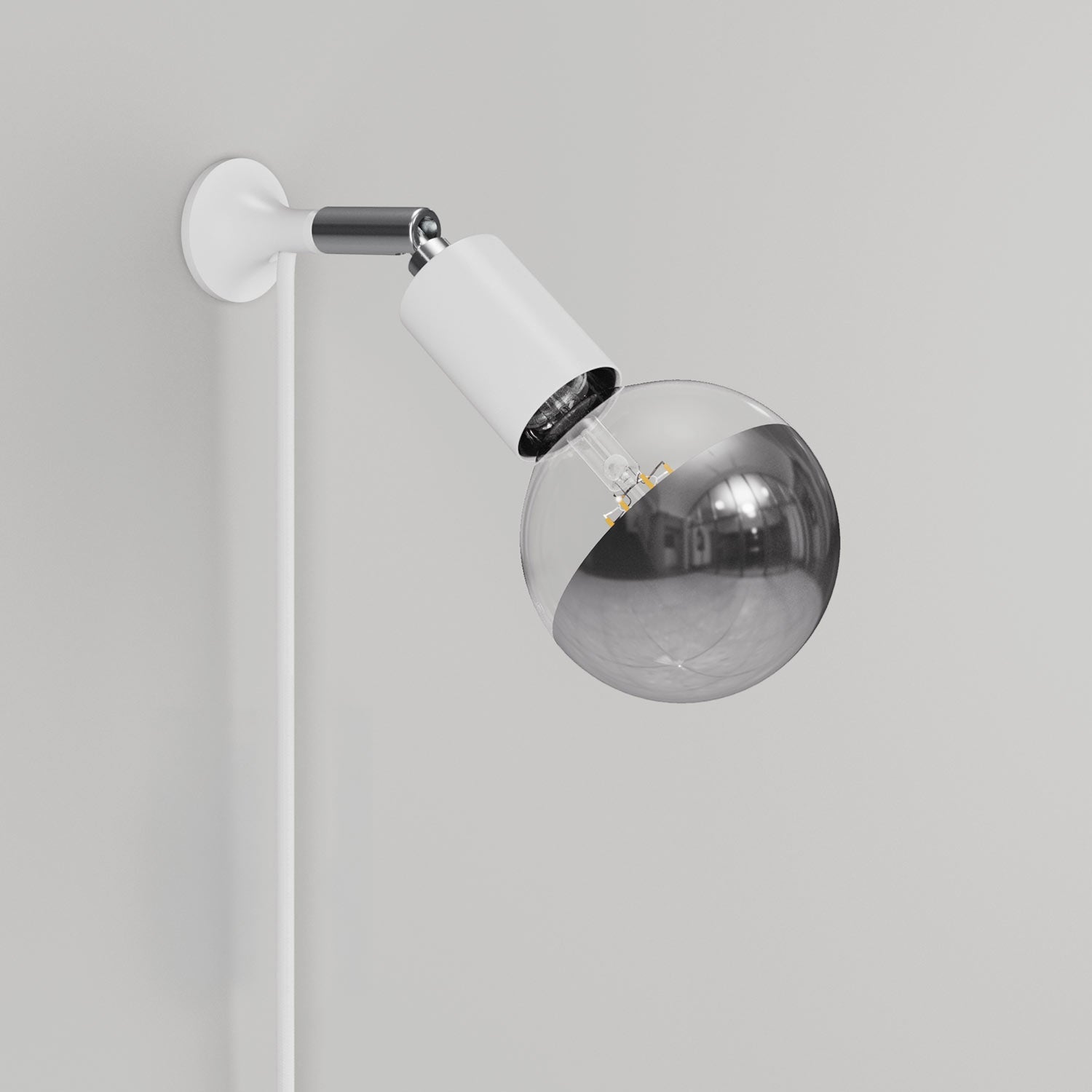 MAG-Y wall lamp with joint and metal dome bulb - Matt white